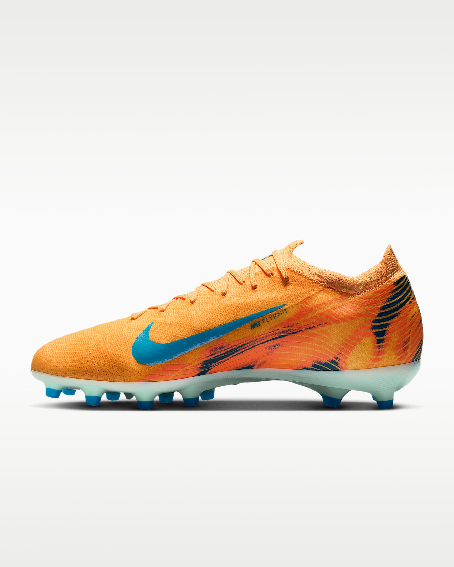 Nike Mercurial Vapor 16 Pro "Kylian Mbappé" 耐克刺客系列男子人造草地足球鞋 - 浅甜瓜橙/伊格鲁蓝/孔雀蓝
