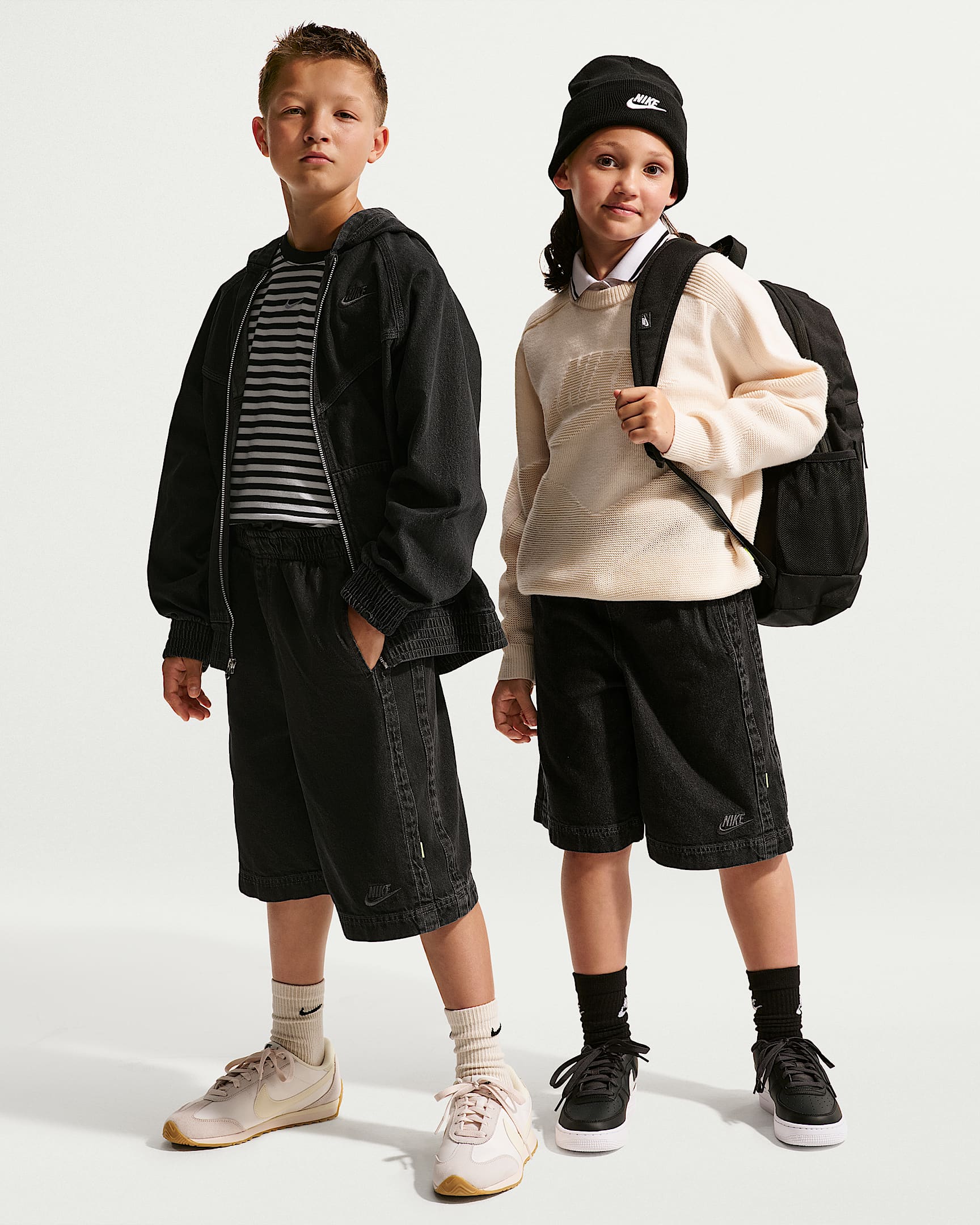 Nike Sportswear Collection 大童牛仔短裤 - 黑/煤黑/荧光黄/煤黑