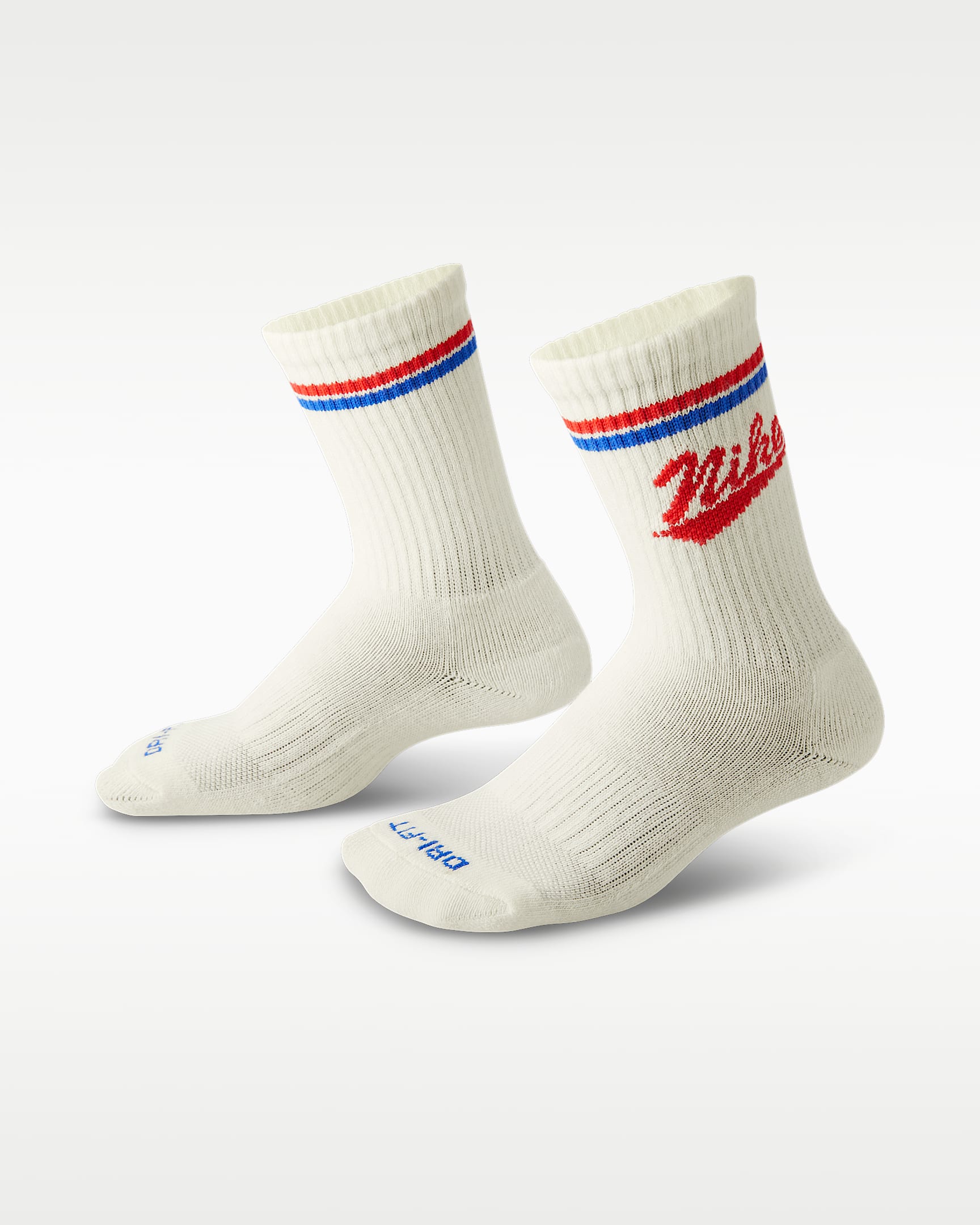 Nike Dri-FIT 幼童速干复古图案中筒运动袜（3 双） - 帆白