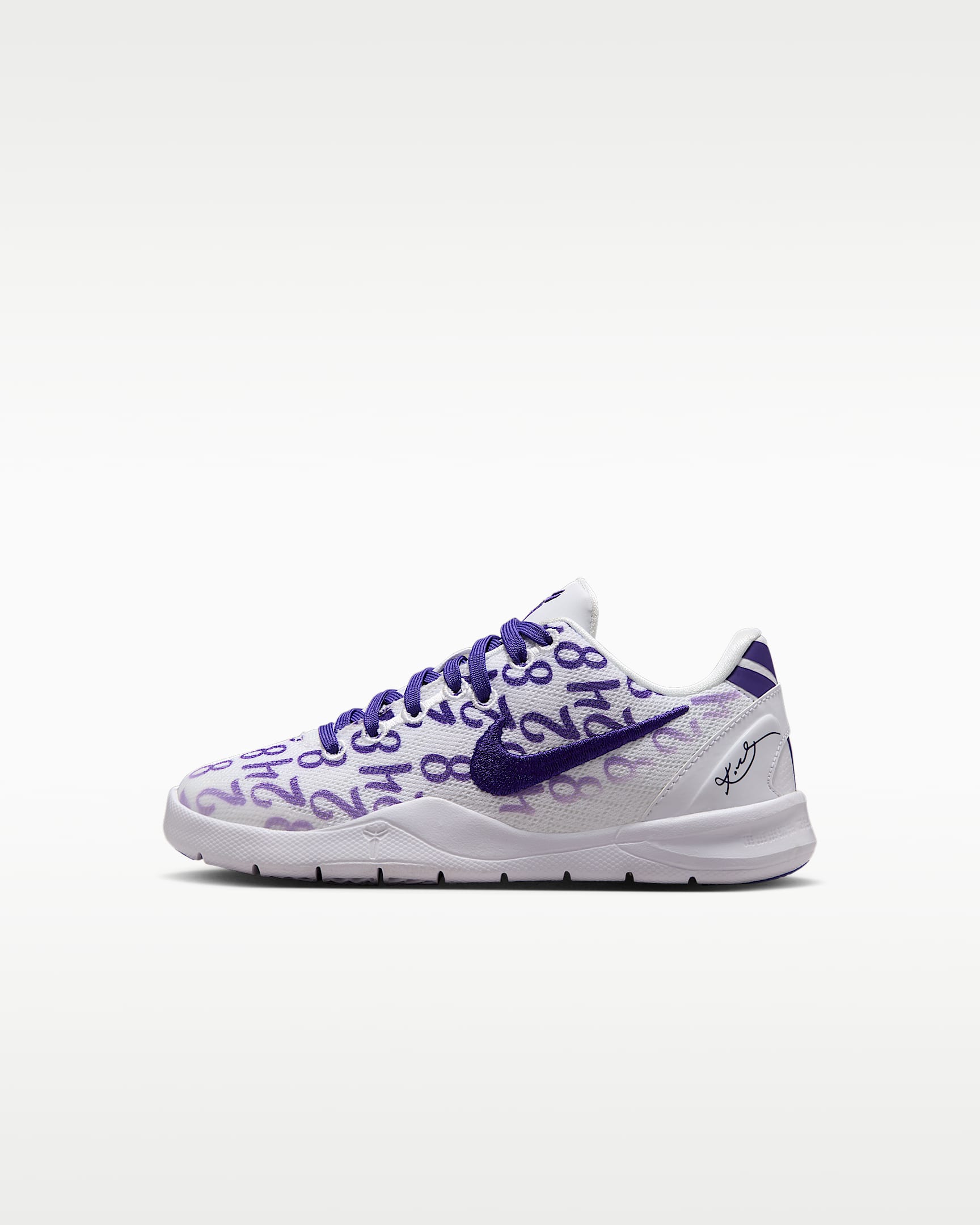 Kobe VIII 科比幼童运动鞋 - 白色/白色/庭紫
