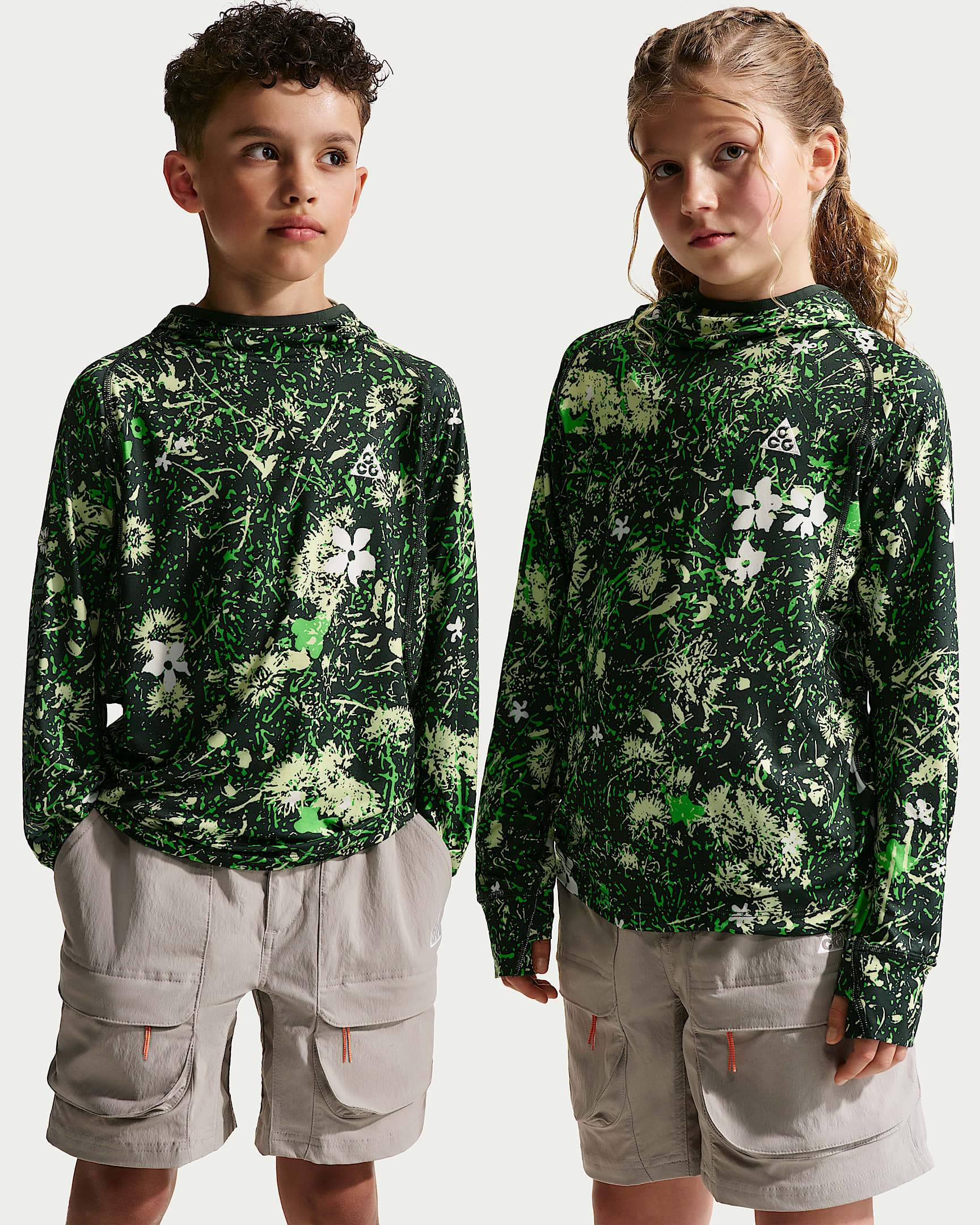 Nike ACG 大童防晒长袖上衣 - 明绿/黑云衫绿/山峰白