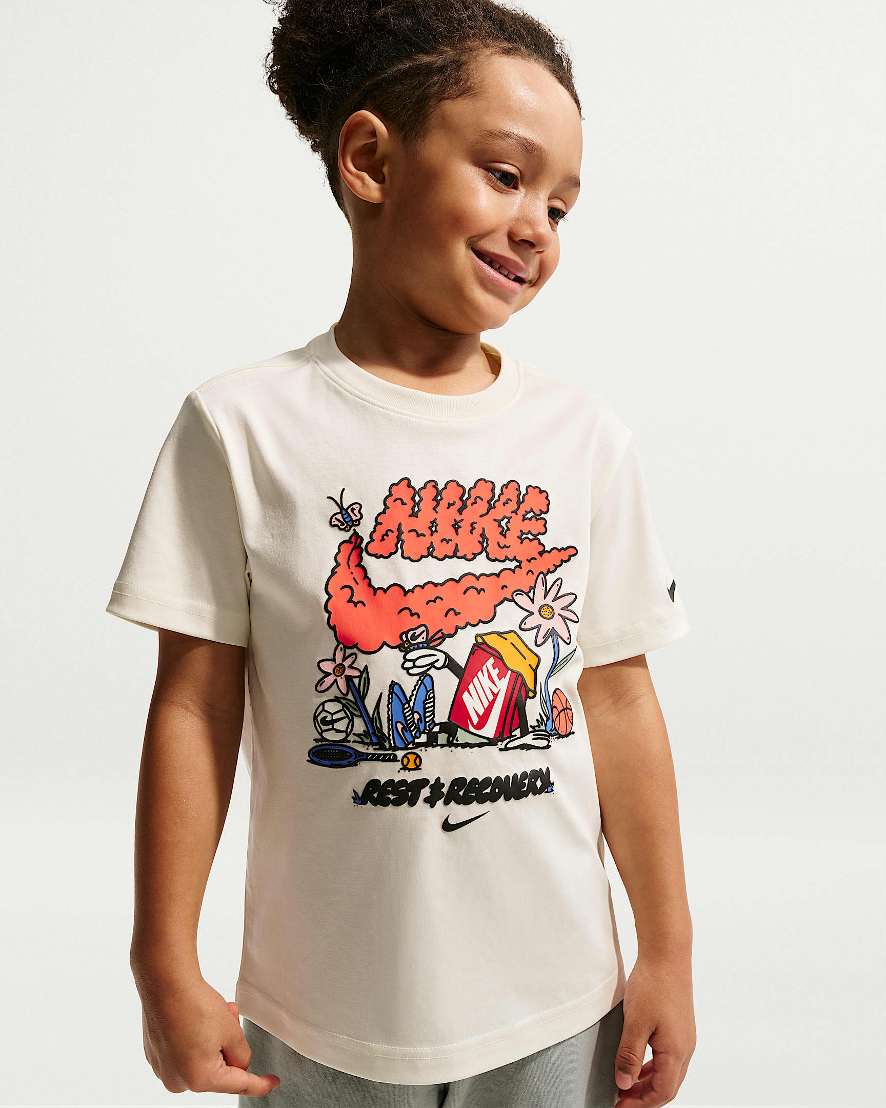 Nike Cloudy 幼童印花T恤 - 帆白
