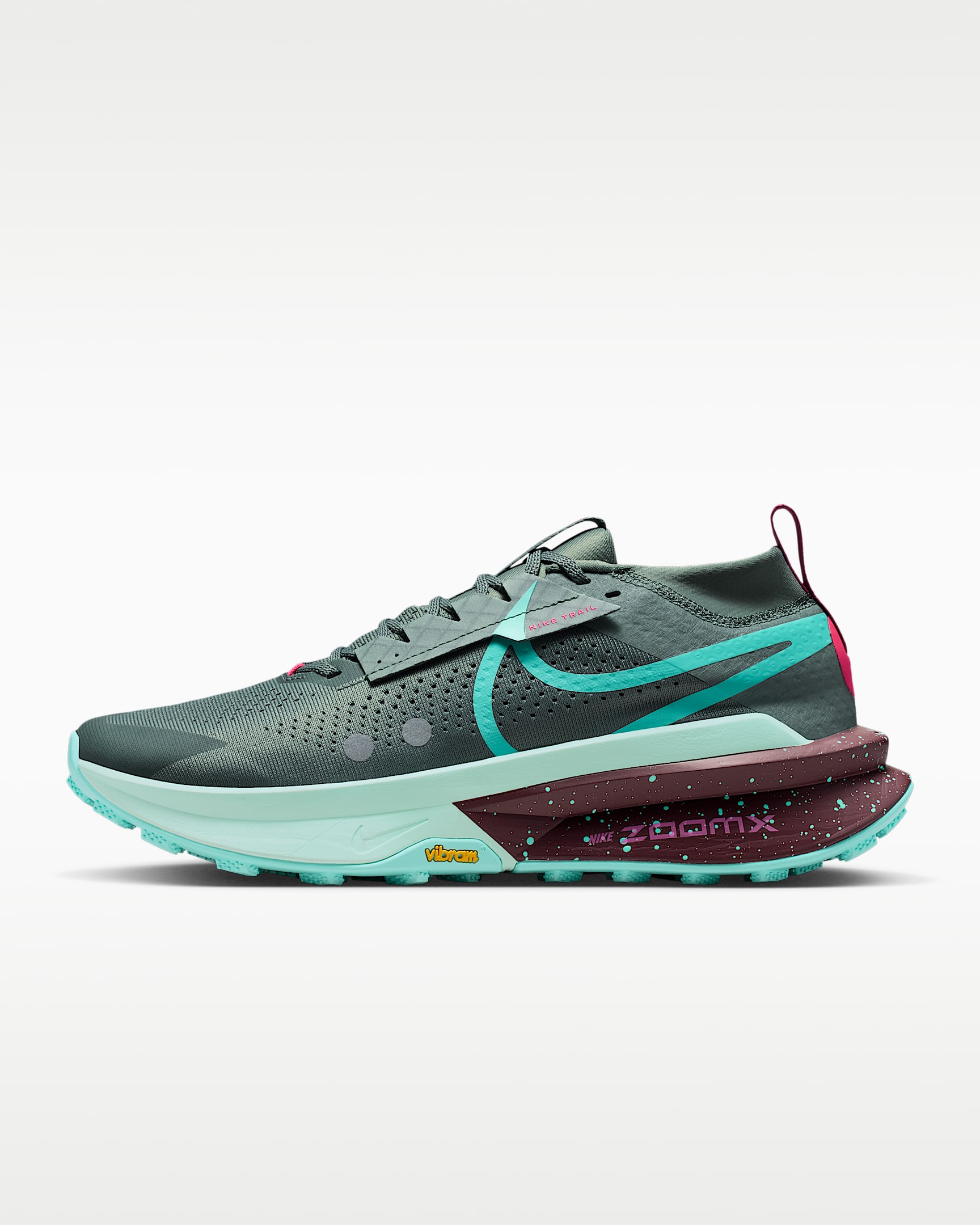 Nike Zegama Trail 2 男子越野跑步鞋 - 土绿/泡沫薄荷绿/鲜亮勃艮第酒红/漂白宝石绿