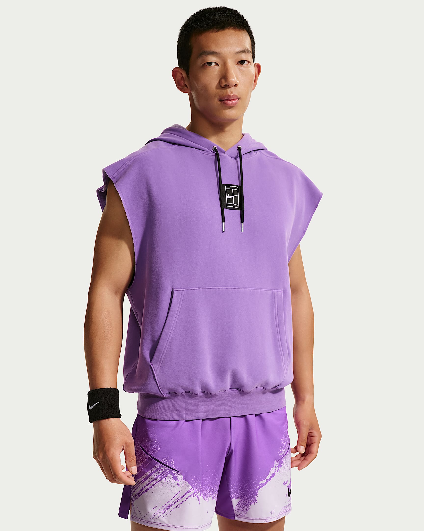 NikeCourt Slam 卡洛斯·阿尔卡拉斯同款男子网球加绒无袖套头连帽衫 - 亮紫罗兰