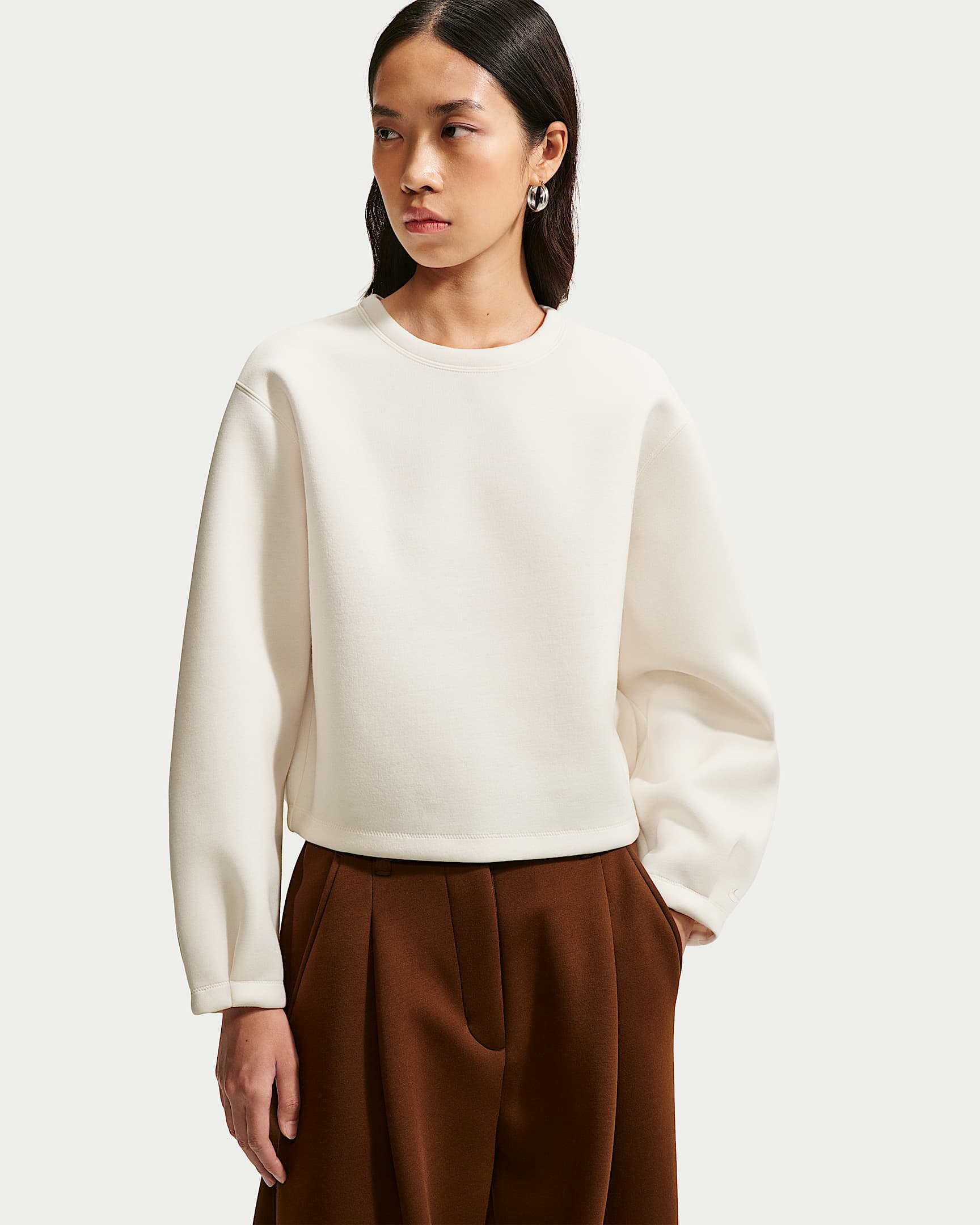 Nike Article Fleece 女子 Oversize 风长袖上衣 - 粉白/粉白