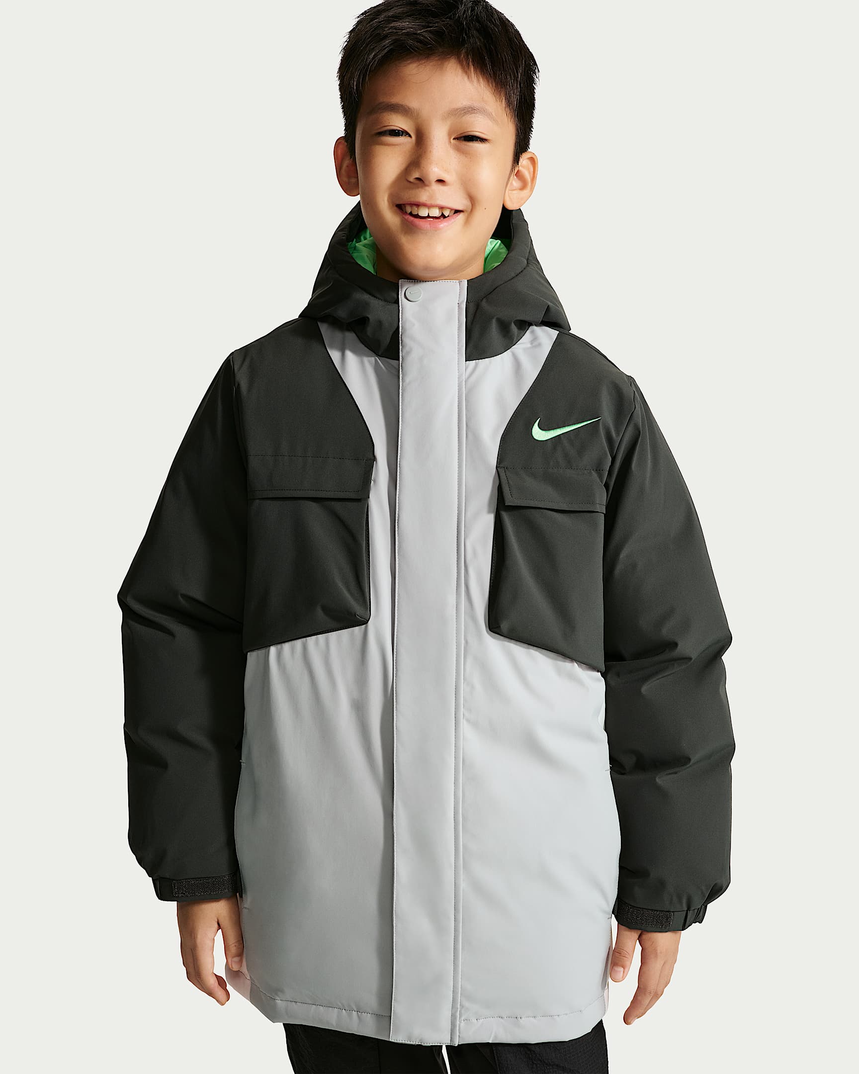 Nike 大童中长款拒水保暖夹克 - 暗烟灰