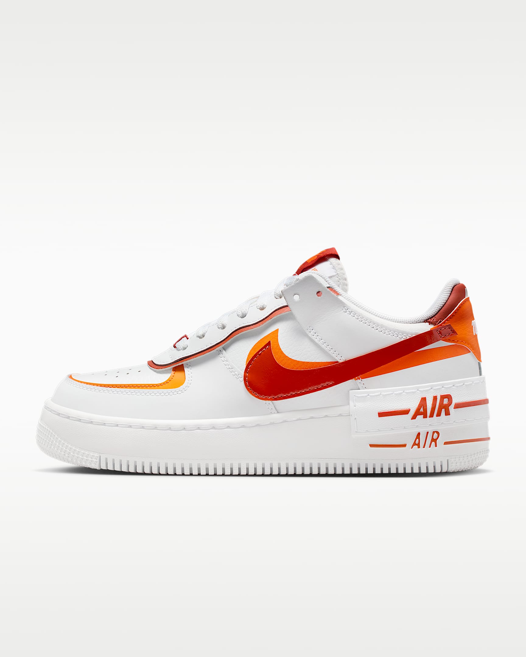 Nike Air Force 1 Shadow 女子空军一号运动鞋轻盈板鞋 - 白色/亮橙色/暗赤褐