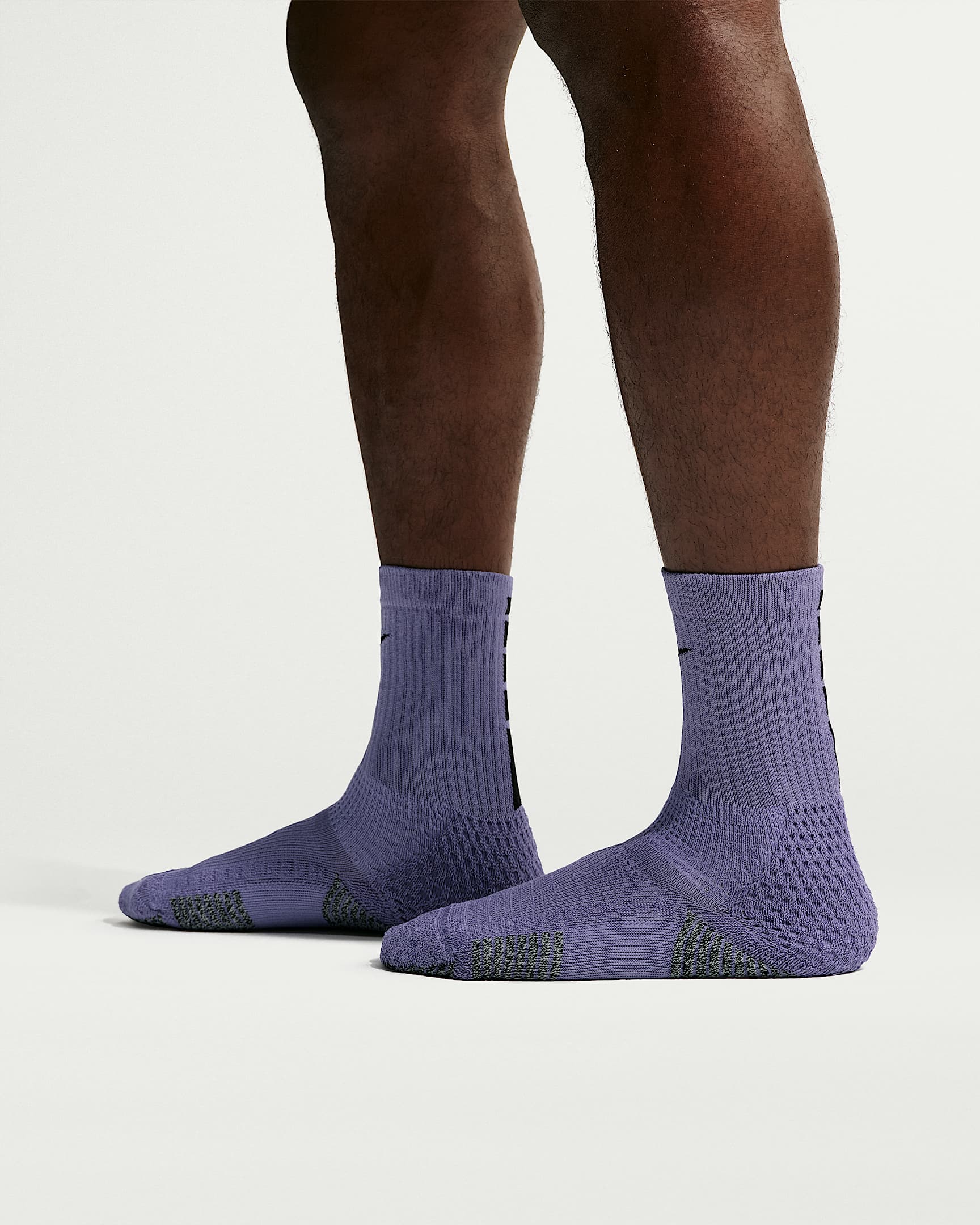 Nike Elite 2.0 舒适速干中筒运动袜（1 双） - 暗紫/荧光黄/浅烟灰/黑