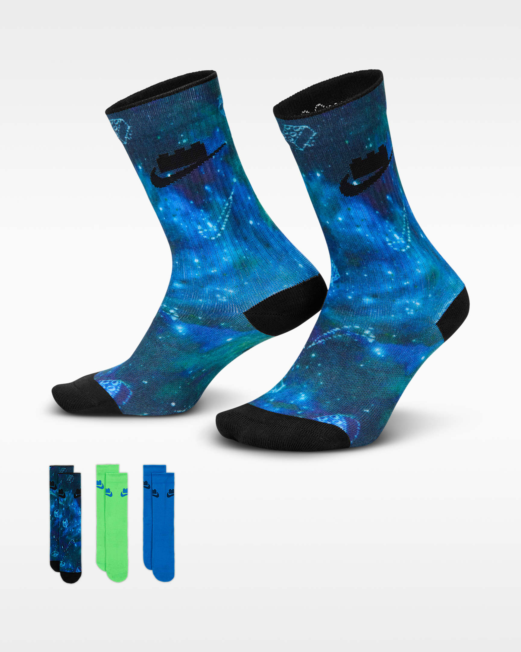 Nike x LEGO® Collection Everyday Essentials 中筒运动袜（3 双） - 多色