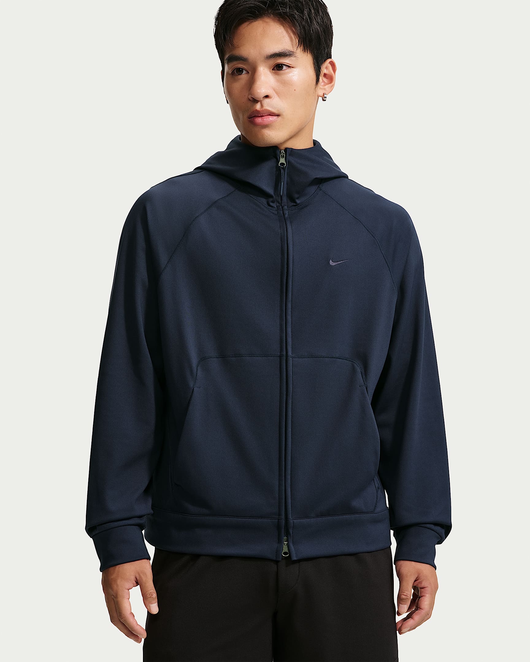 Nike Primary NanoKnit Dri-FIT 男子防晒速干百搭全长拉链开襟连帽衫 - 黑曜石色/黑曜石色