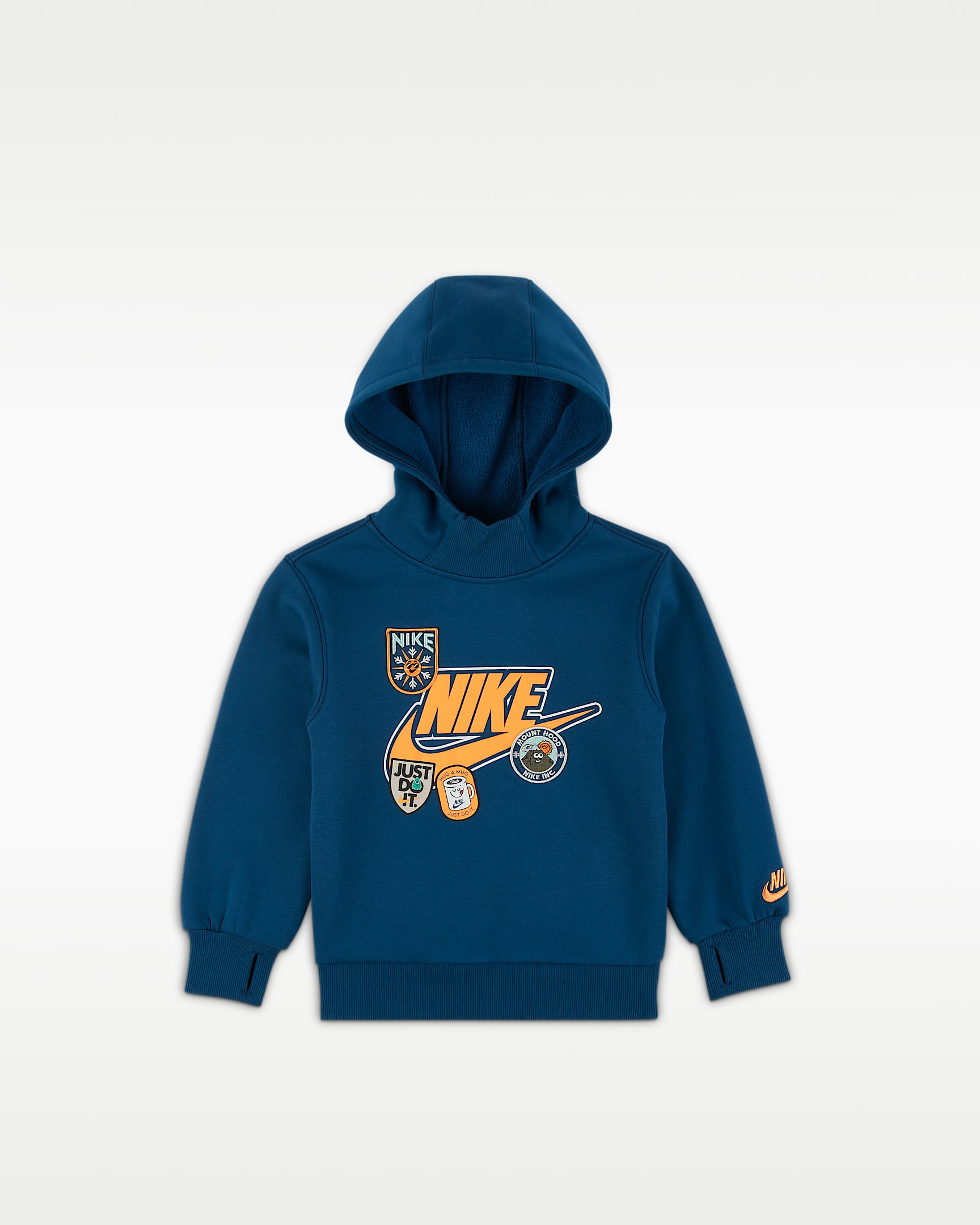 Nike 幼童加绒套头连帽衫 - 力量蓝 (活力蓝)