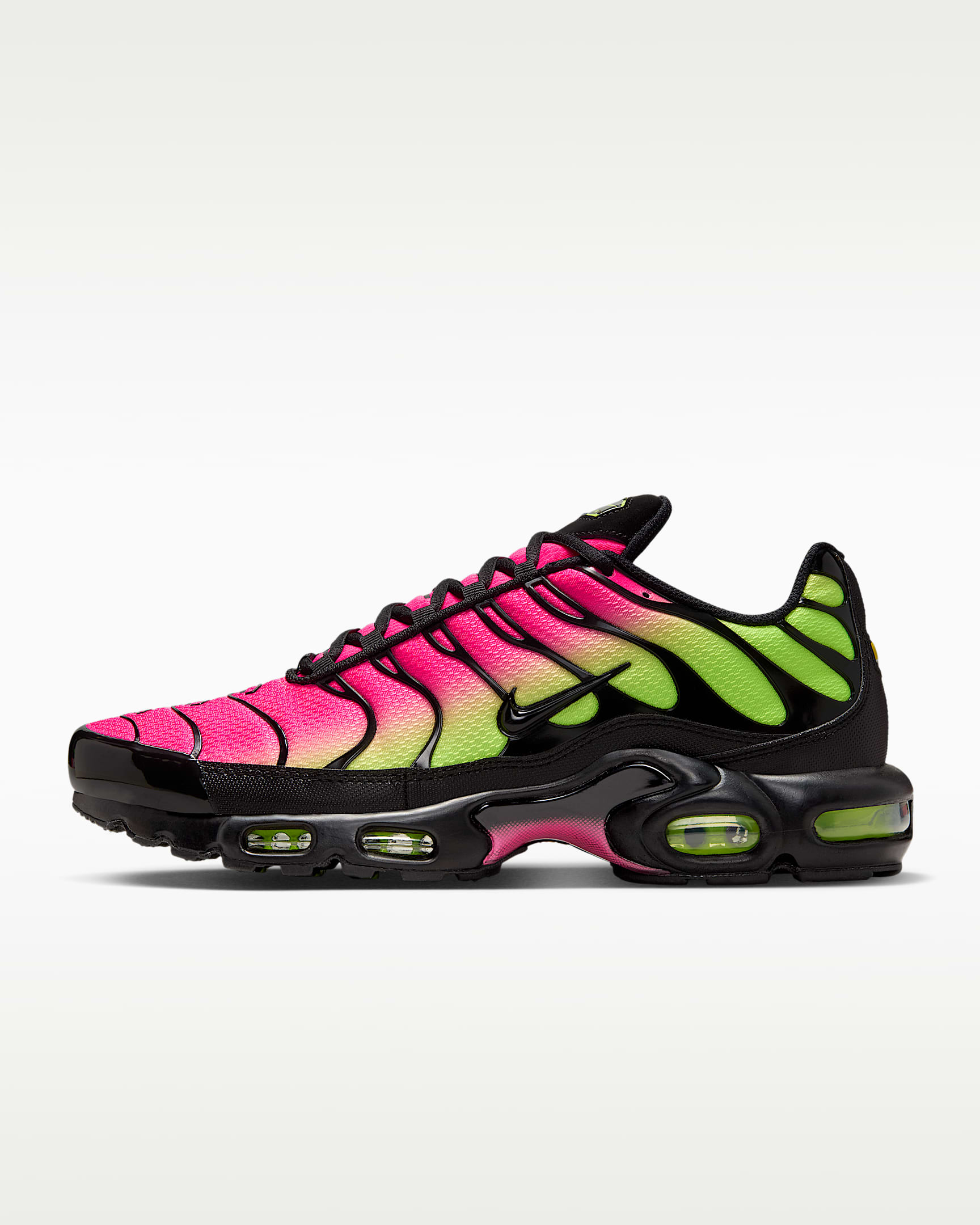 Nike Air Max Plus 男子运动鞋 - 黑/透明粉/荧光黄/黑