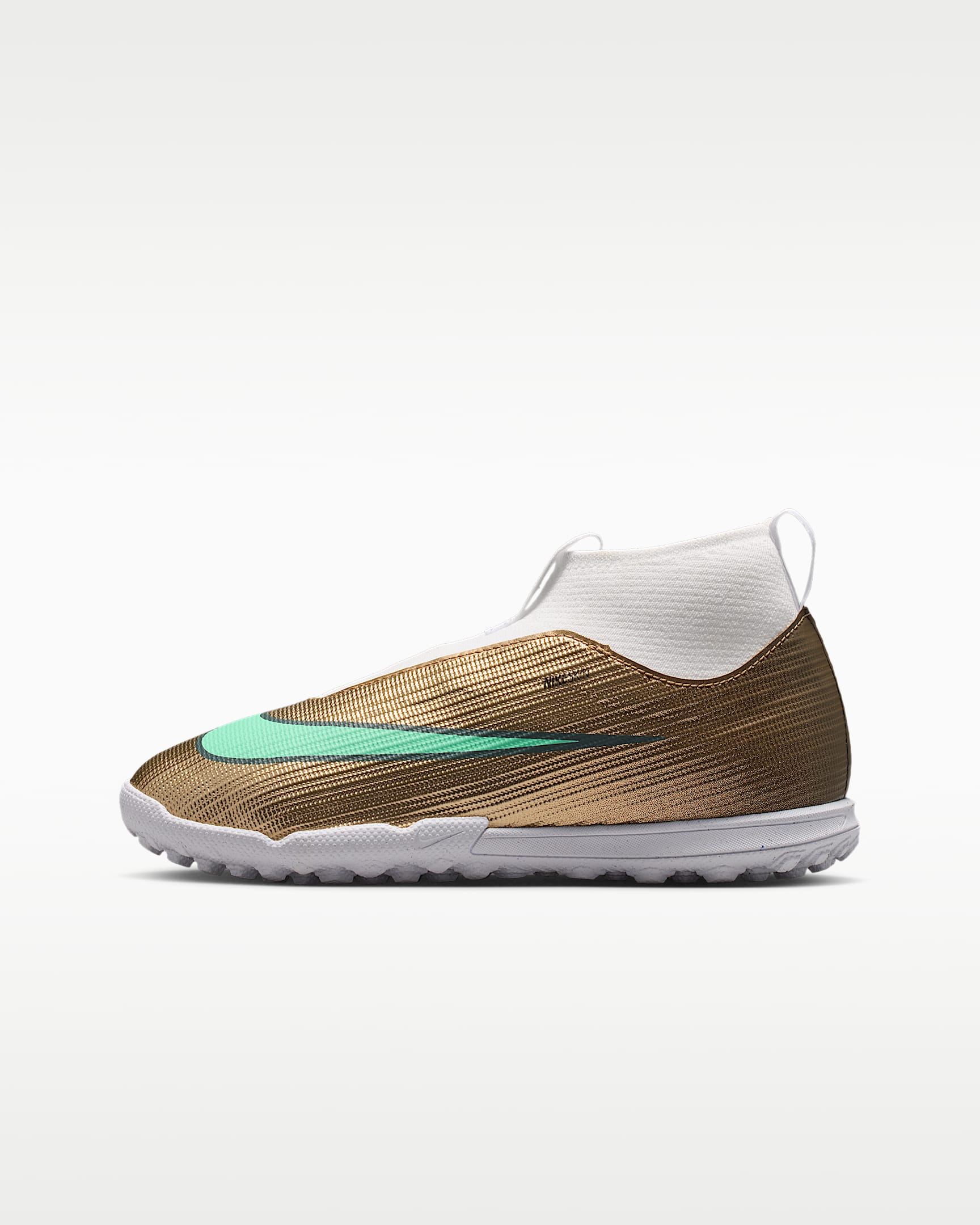 Nike Jr. Mercurial Superfly 11 Academy "Kylian Mbappé" 耐克刺客系列姆巴佩大童 TF 人造场地高帮足球鞋 - 金属色/光辉绿