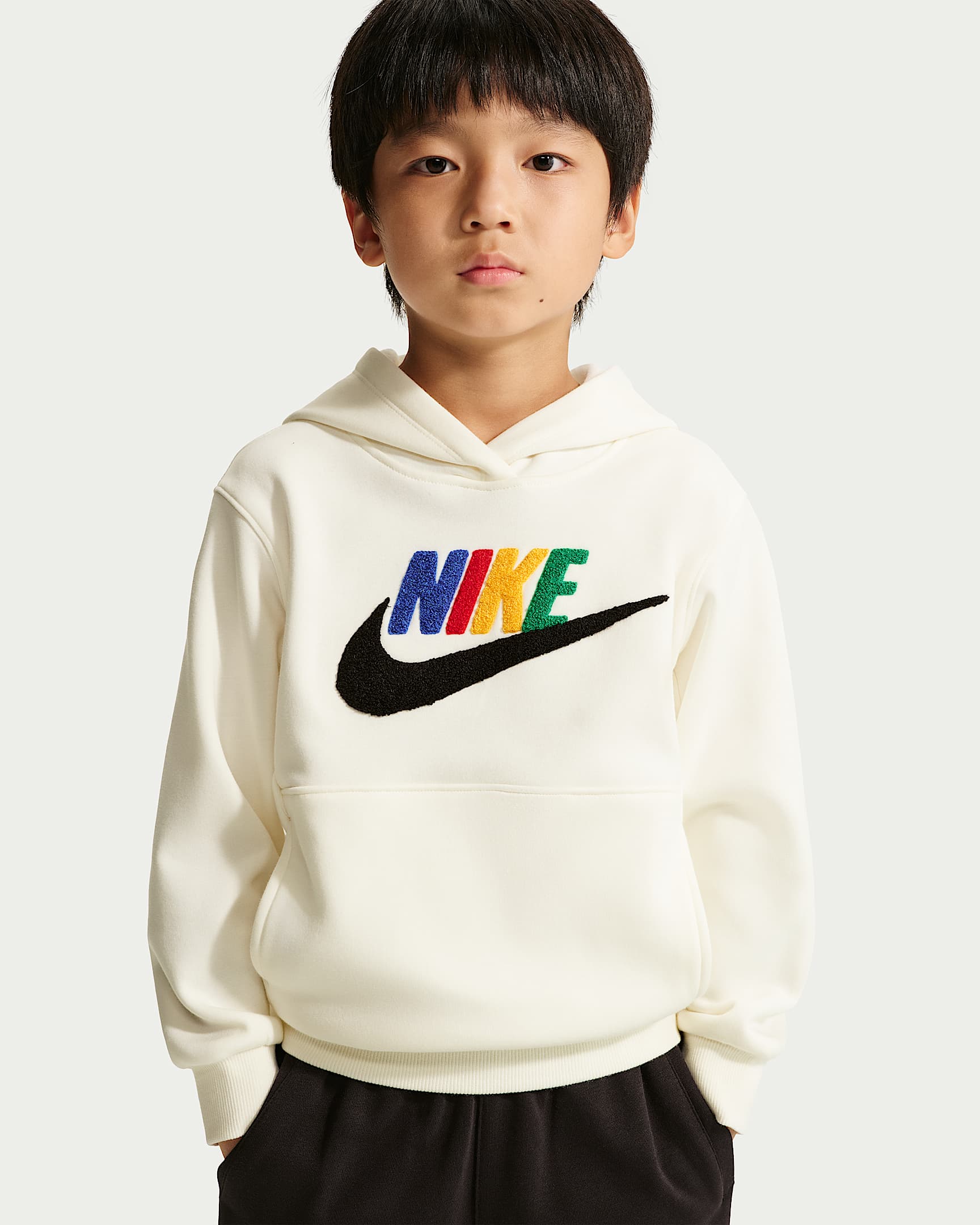 Nike Club 幼童加绒套头连帽衫 - 帆白