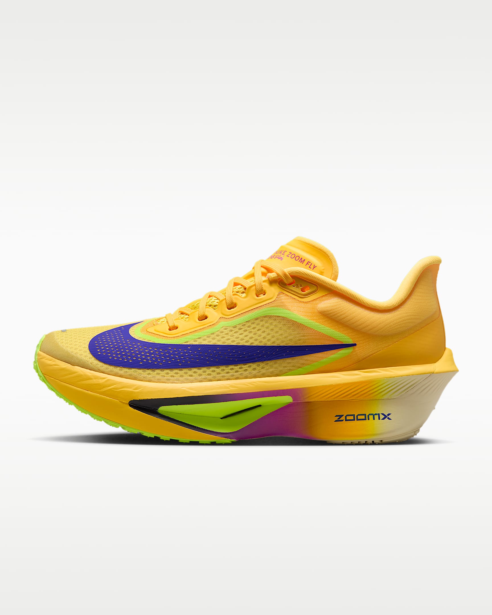 Nike Zoom Fly 6 女子公路竞速跑步鞋 - 脉冲柠檬黄绿/荧光冰黄/超级紫罗兰色/耀眼靛紫