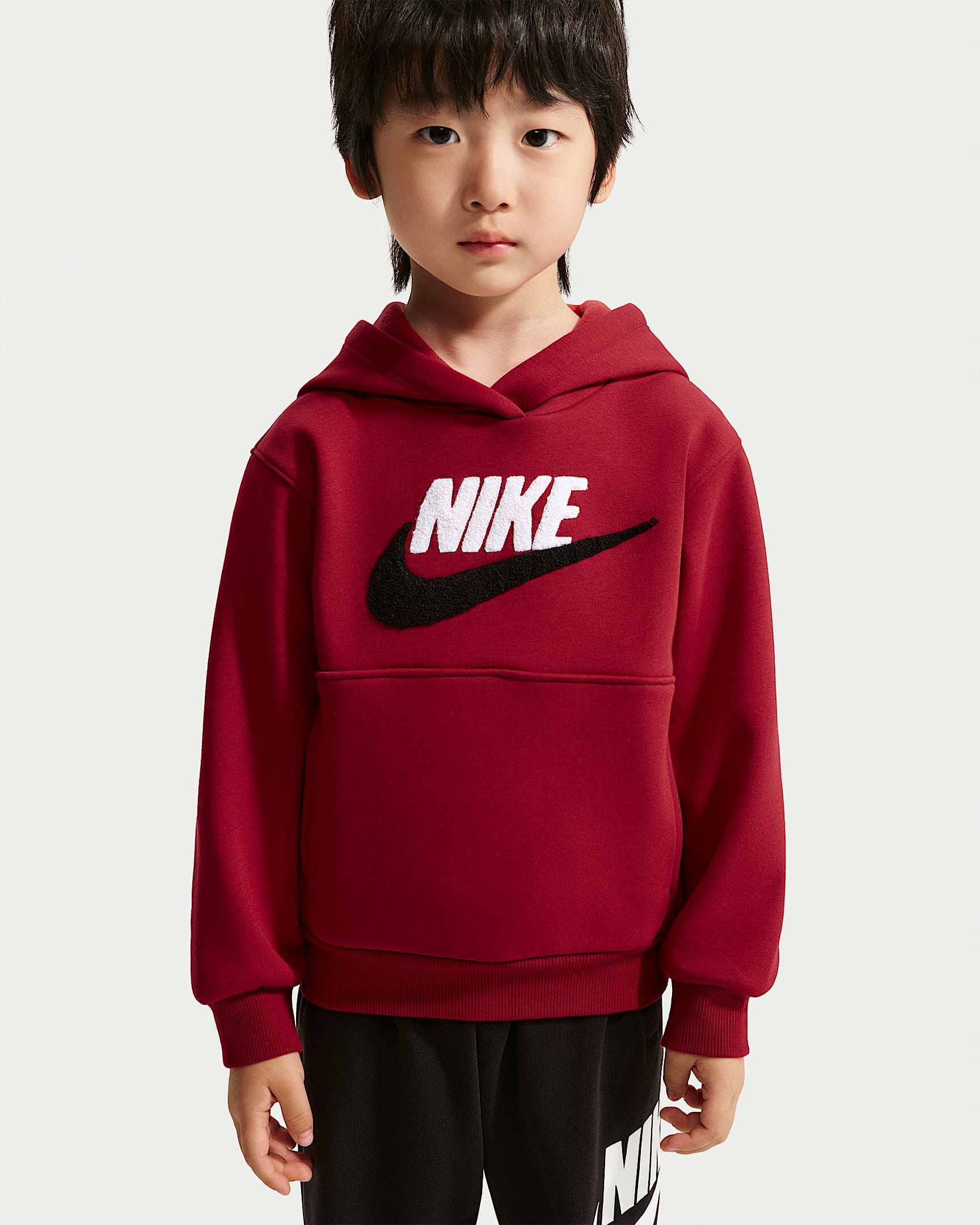 Nike Club 婴童加绒套头连帽衫 - 深红