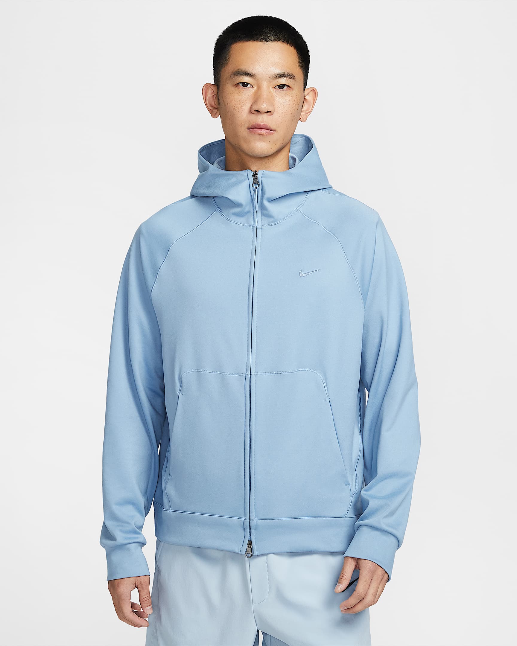 Nike Primary NanoKnit Dri-FIT 男子速干百搭全长拉链开襟连帽衫防晒衣 - 工作蓝/工作蓝