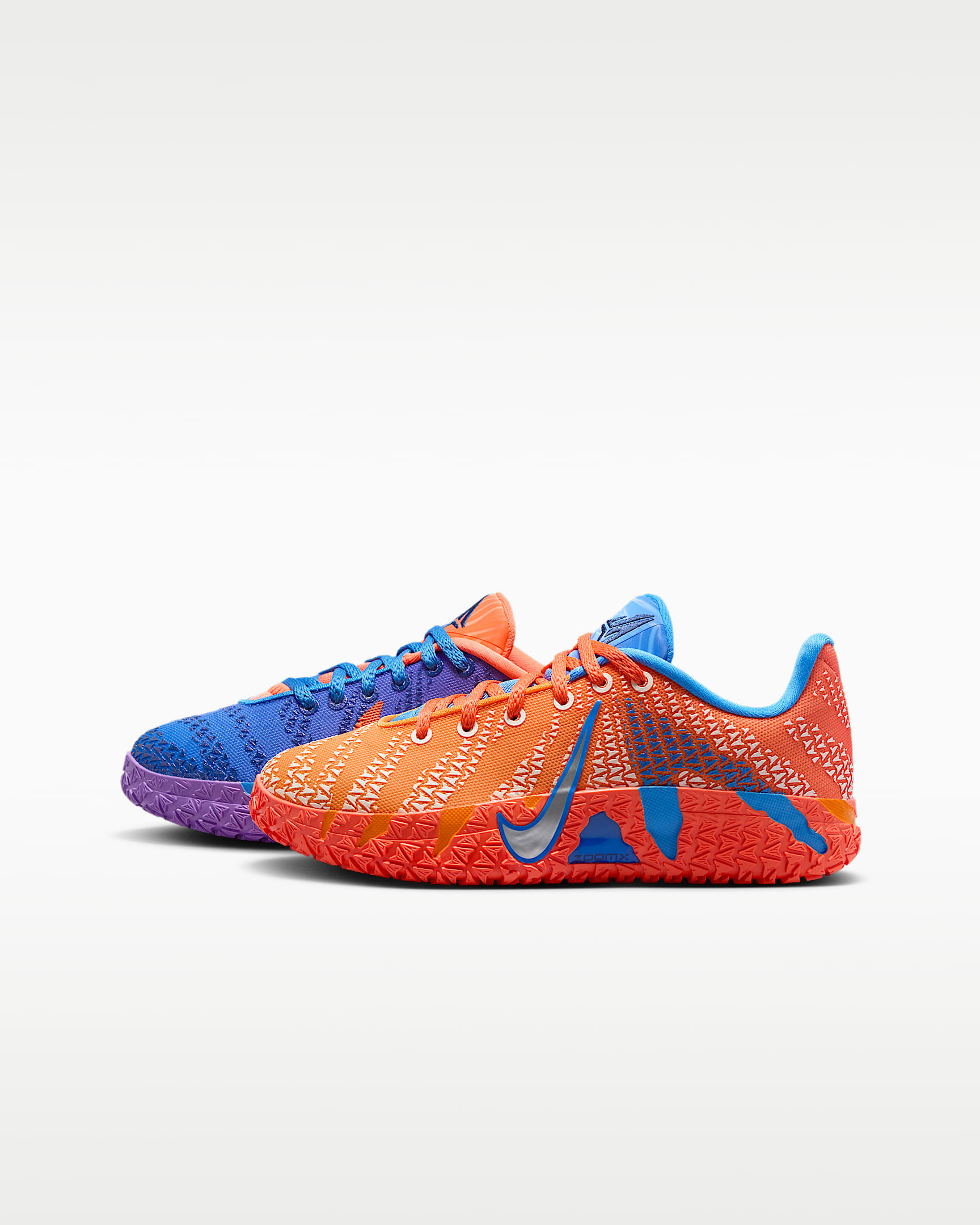 Ja 3 莫兰特大童篮球鞋 - 水晶蓝/草皮橙/深藏青/金属银