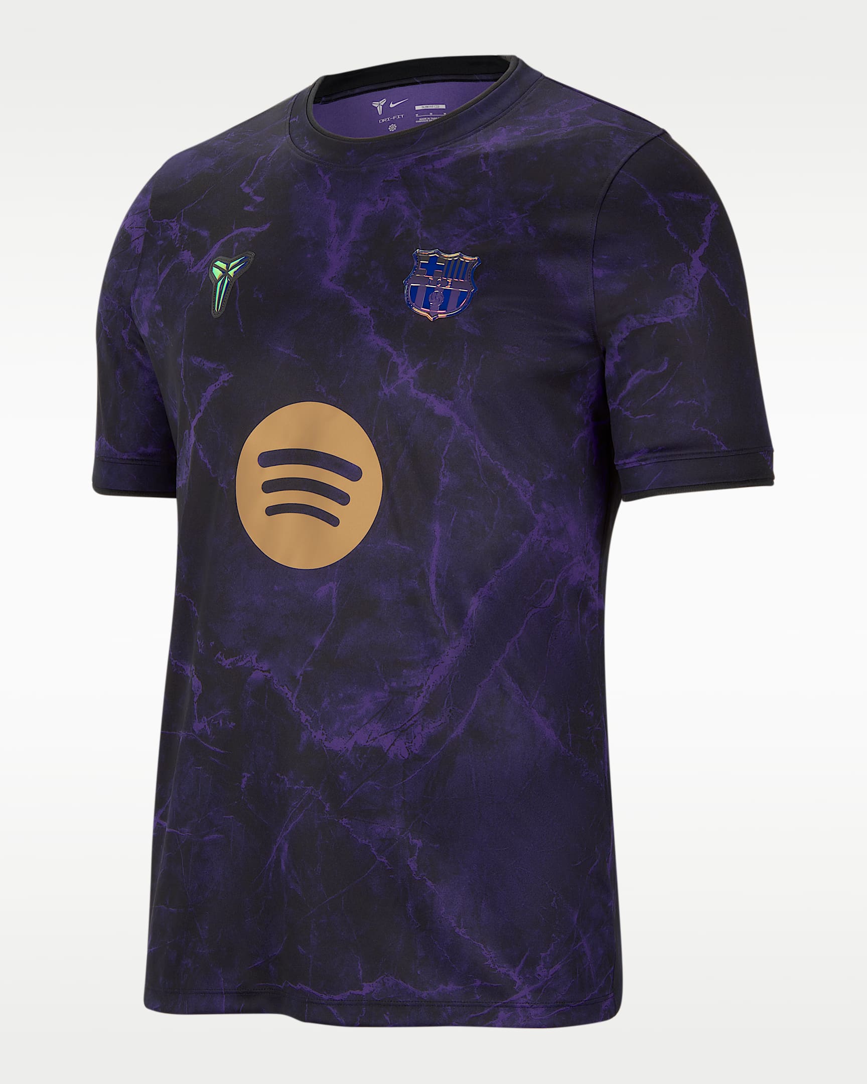 巴萨（巴塞罗那足球俱乐部）Away Kobe Dri-FIT 科比男子速干足球赛前短袖上衣 - 全域紫/全域紫/黑/金属色