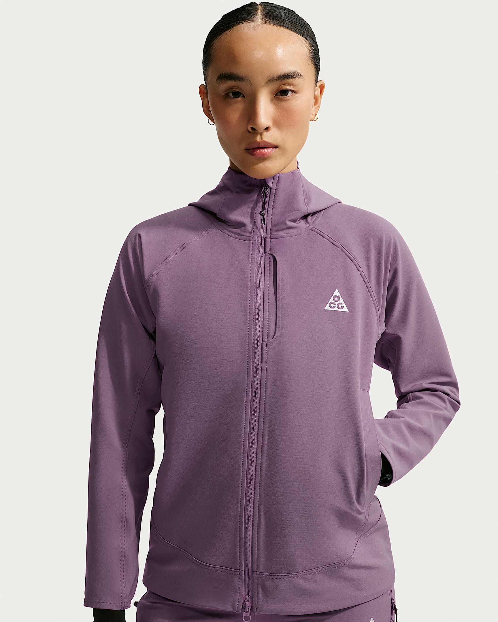 ACG Cloud Trekker 女子拒水全长拉链开襟徒步夹克 - 尘紫/山峰白