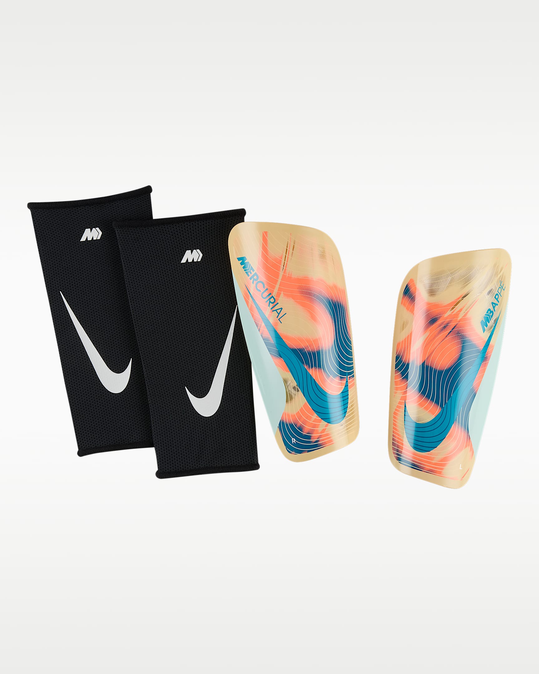 Nike Mercurial Lite "Kylian Mbappé" 耐克刺客系列姆巴佩足球护腿板（1 对） - 冰番石榴色/浅甜瓜橙/深渊绿