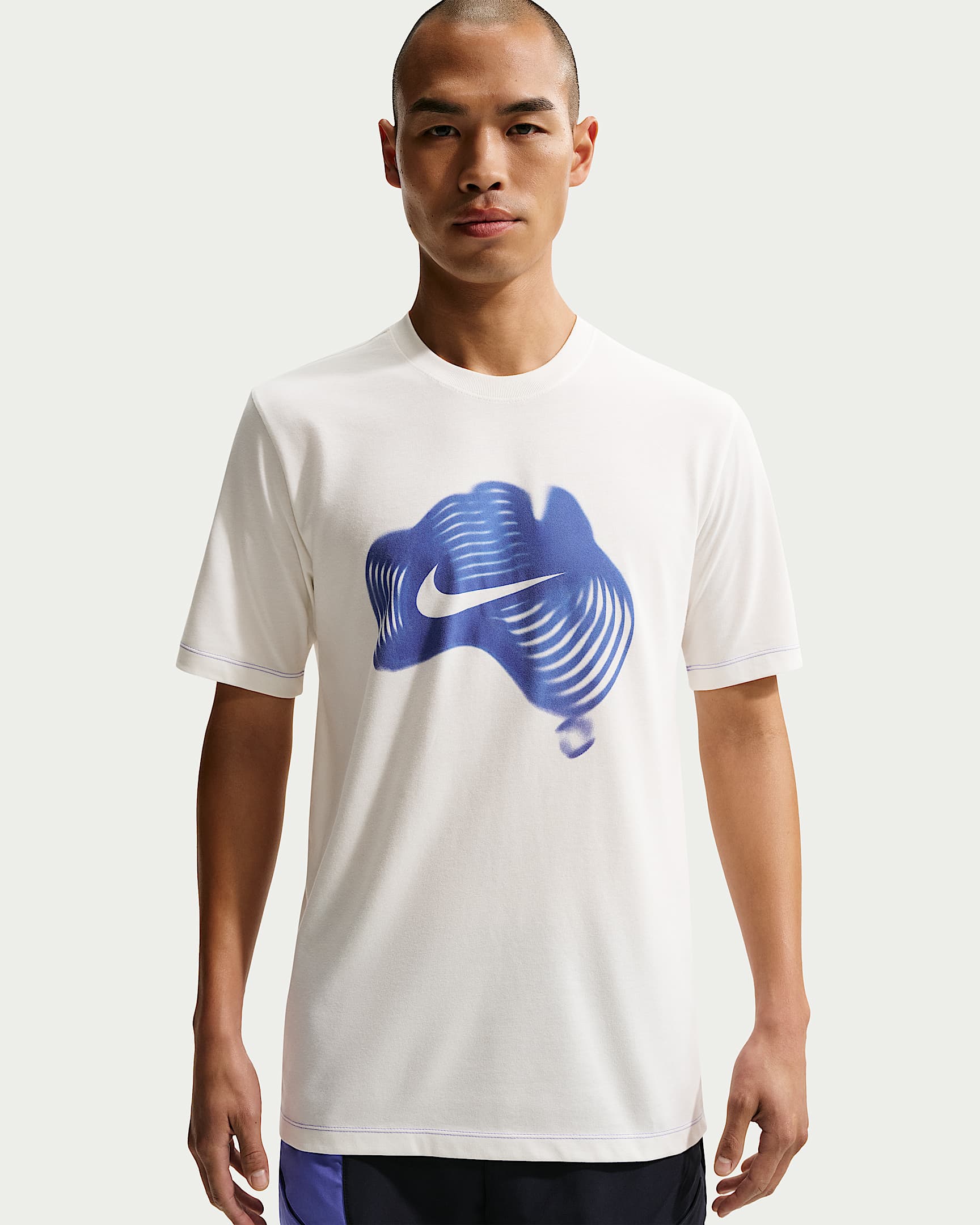 NikeCourt Dri-FIT 男子速干网球T恤 - 帆白/宝石蓝