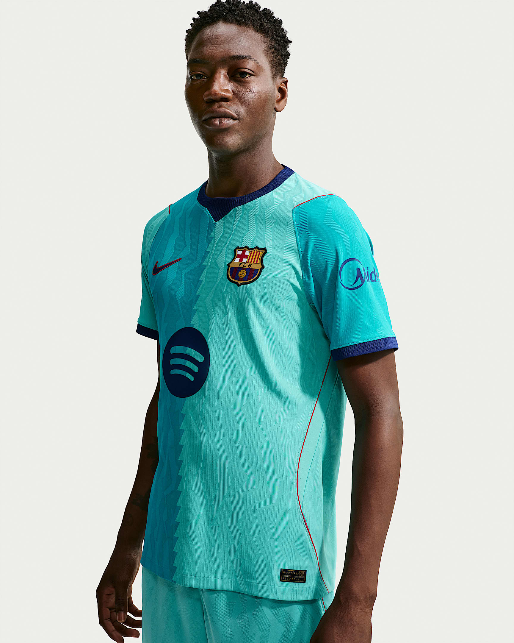 2026/27 赛季巴萨第三球衣球员版 Nike Aero-FIT 男子短袖足球球衣 - 霜绿/霜绿/健身红/宝蓝