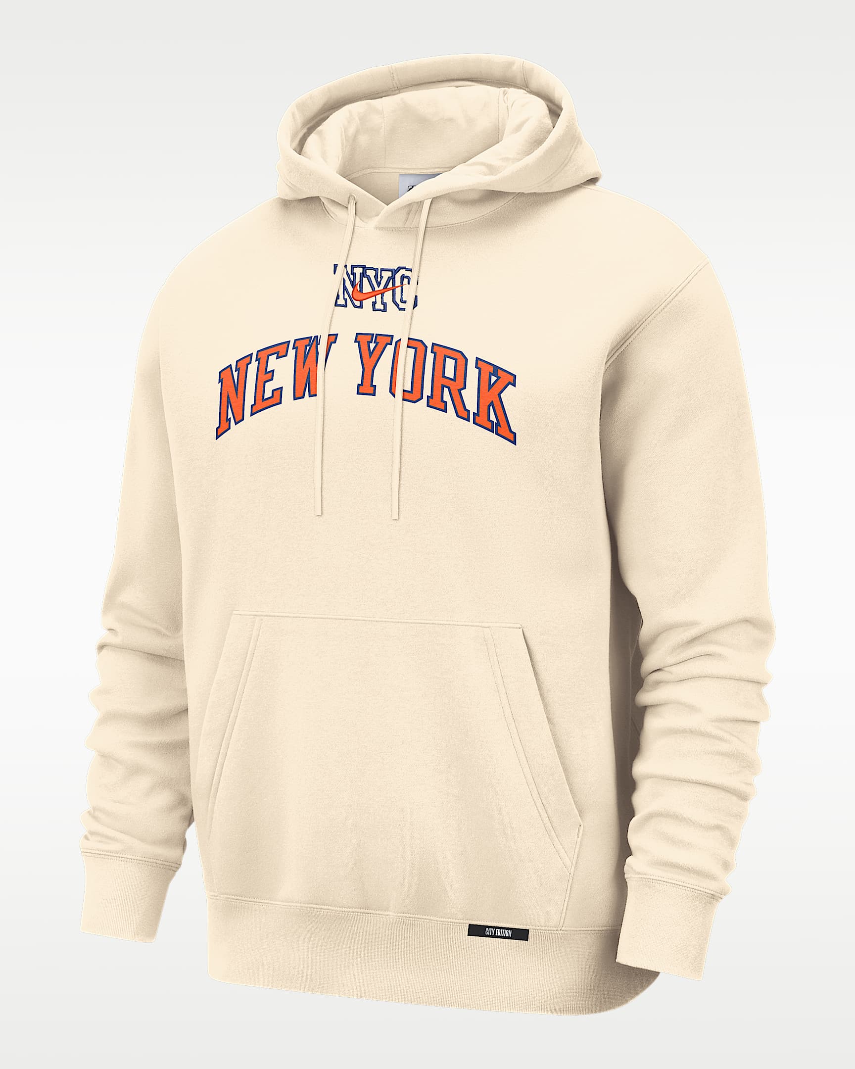 纽约尼克斯队 City Edition Nike Club 男子加绒篮球套头连帽衫 - 自然白