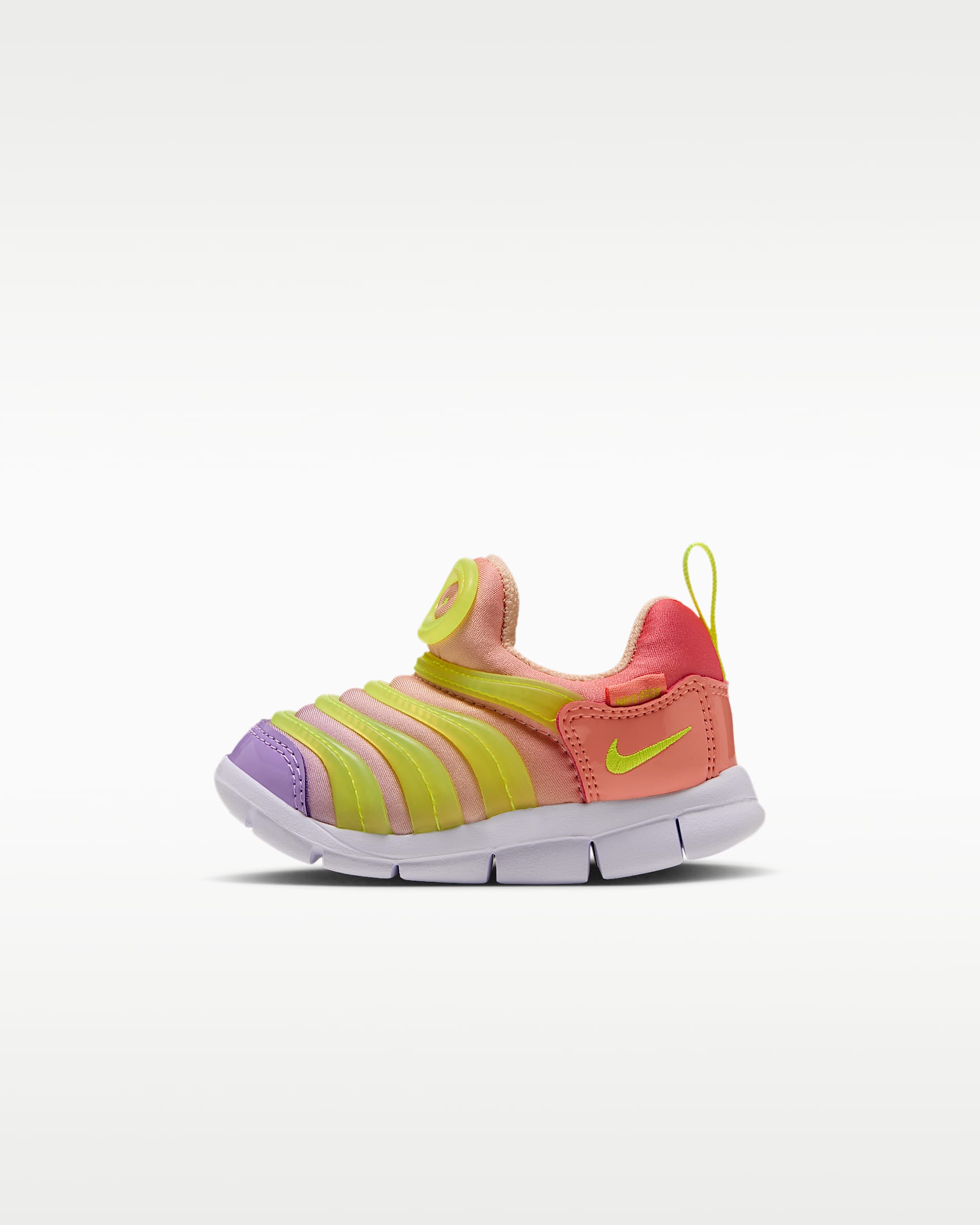 Nike Dynamo Free 耐克毛毛虫婴童易穿脱运动鞋 - 狂喜深红/落日雾黄/亮眼柠檬黄/波斯紫
