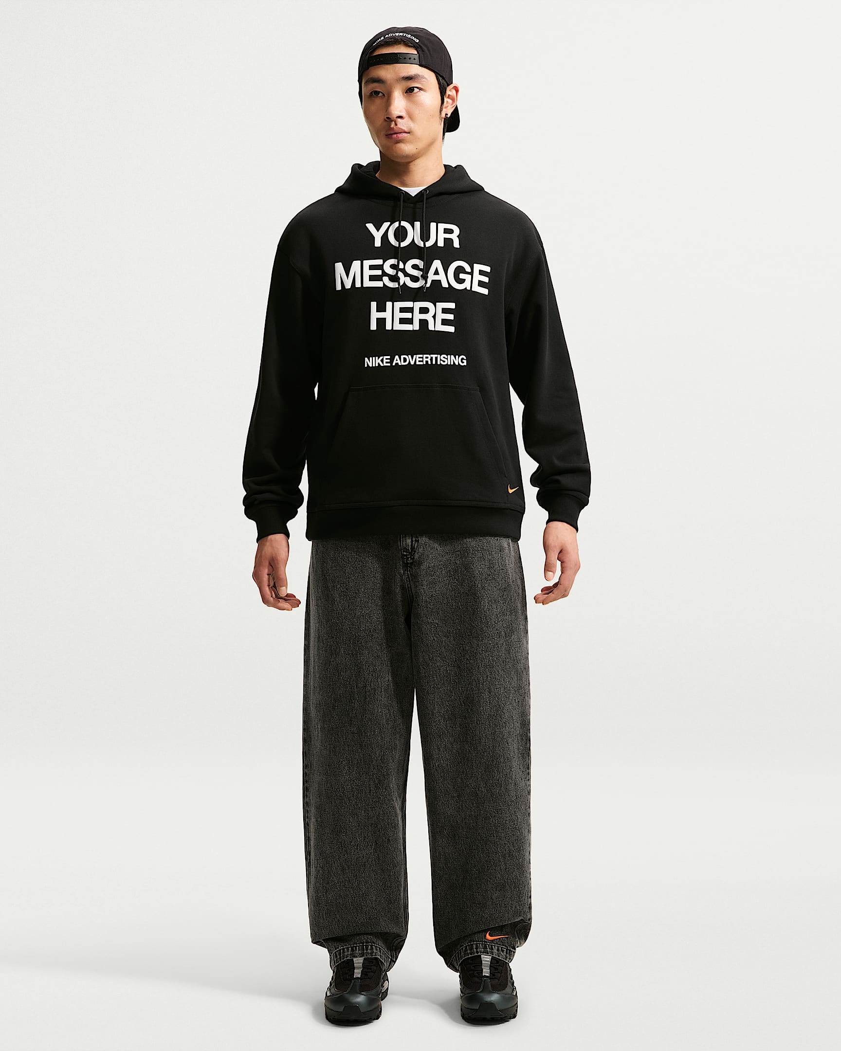Nike Sportswear 男子牛仔裤 - 黑/安全橙