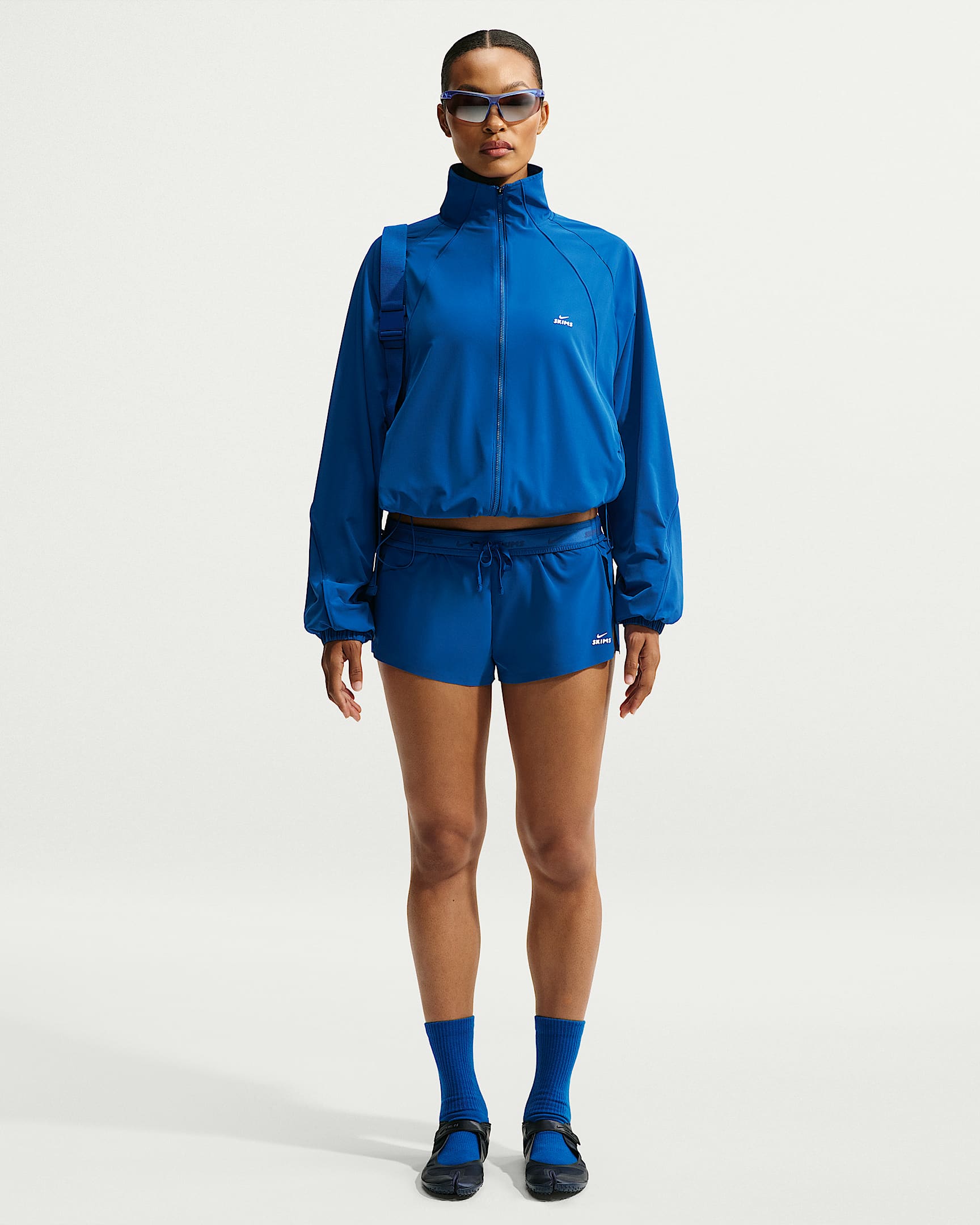 NikeSKIMS Stretch Nylon 女子速干跑步短裤 - NSKM Cobalt/NSKM Actv Ivory