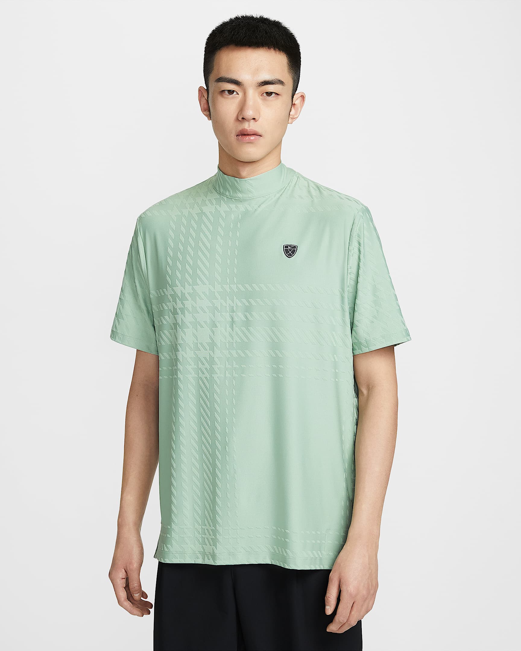 Nike Tartan Dri-FIT 男子速干高尔夫短袖上衣 - 温和灰绿