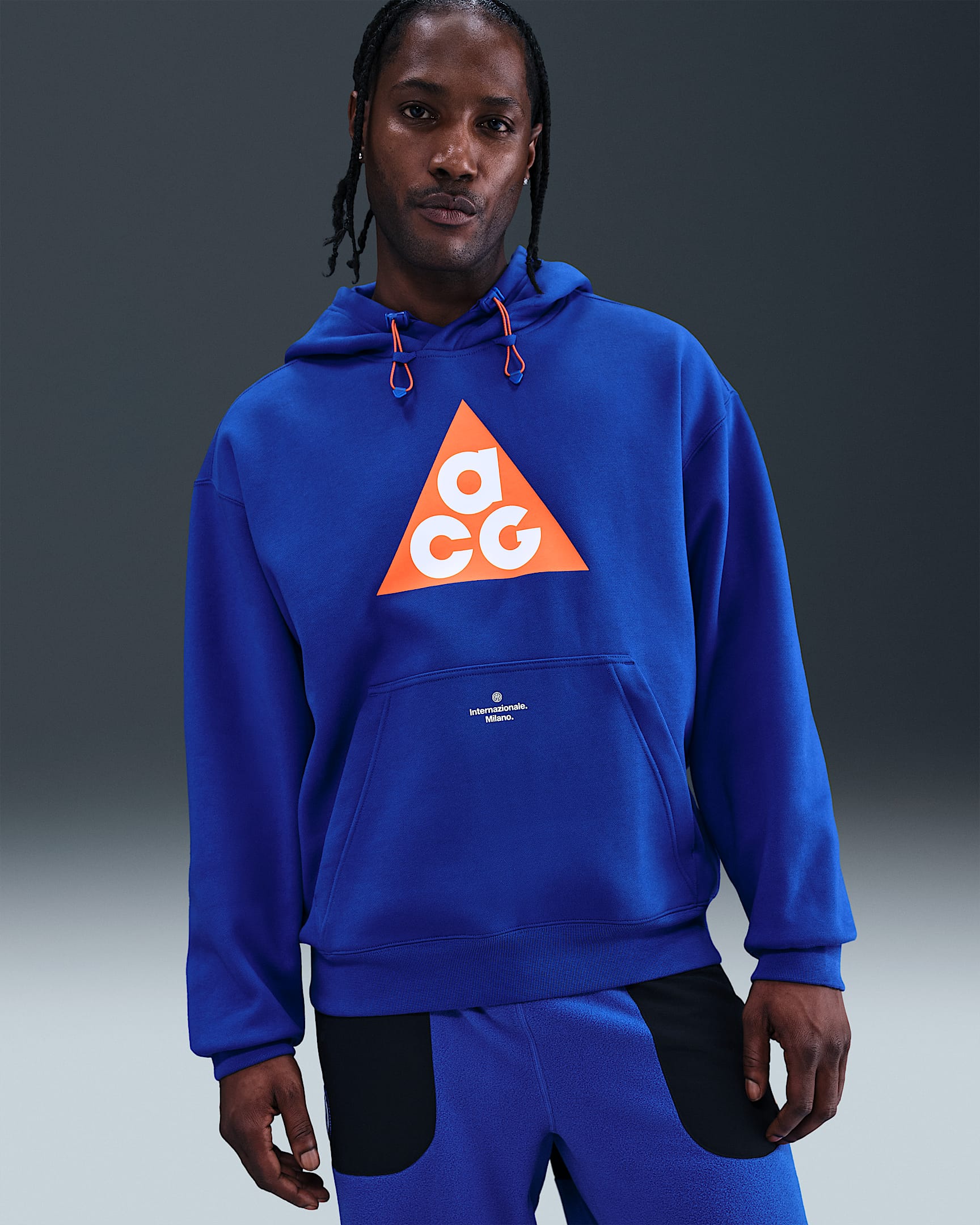 国际米兰足球俱乐部 x ACG SE Nike Therma-FIT 男子加绒足球套头连帽衫 - 超蓝/安全橙/白色