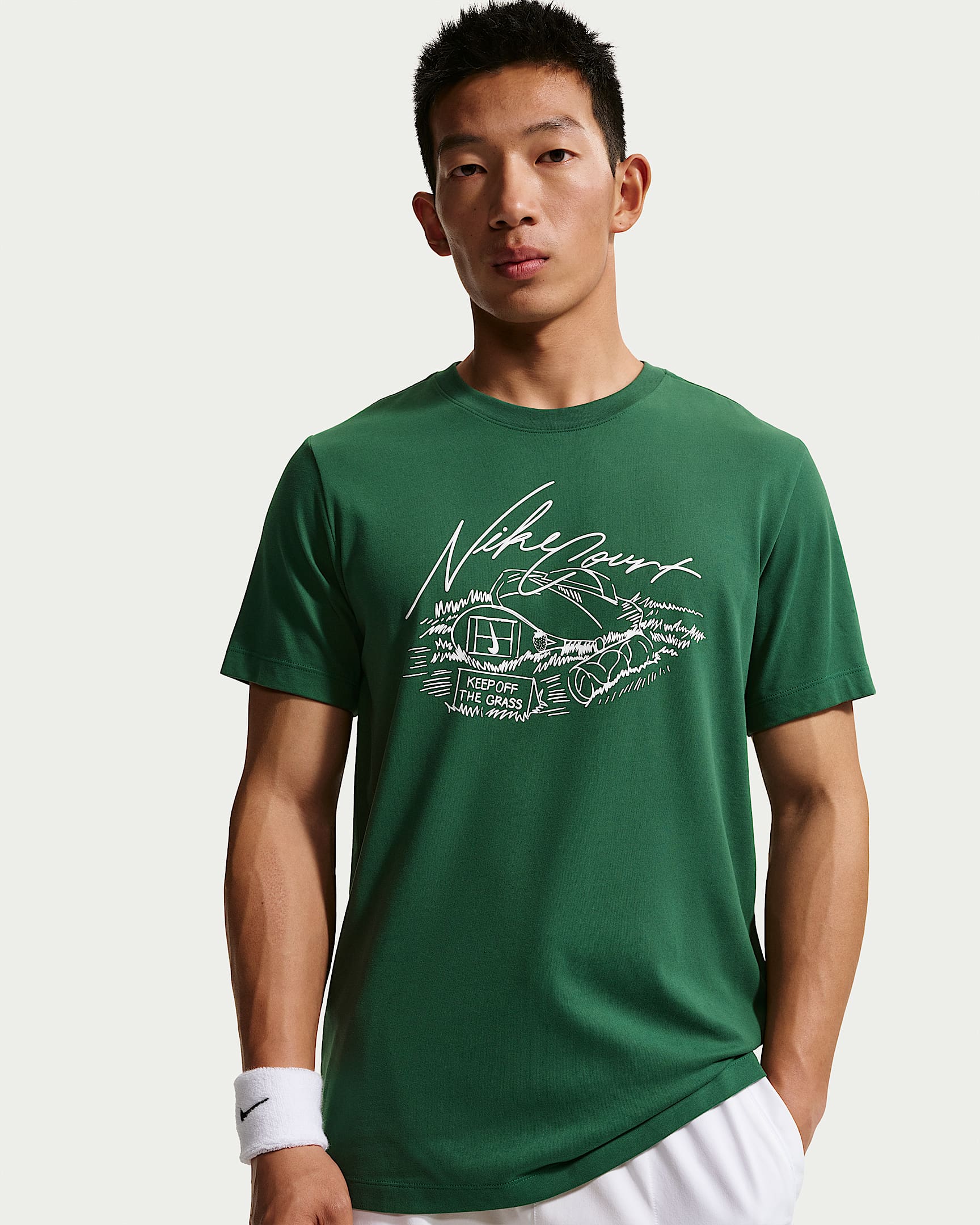 Nike Dri-FIT 男子速干网球T恤 - 峡谷绿