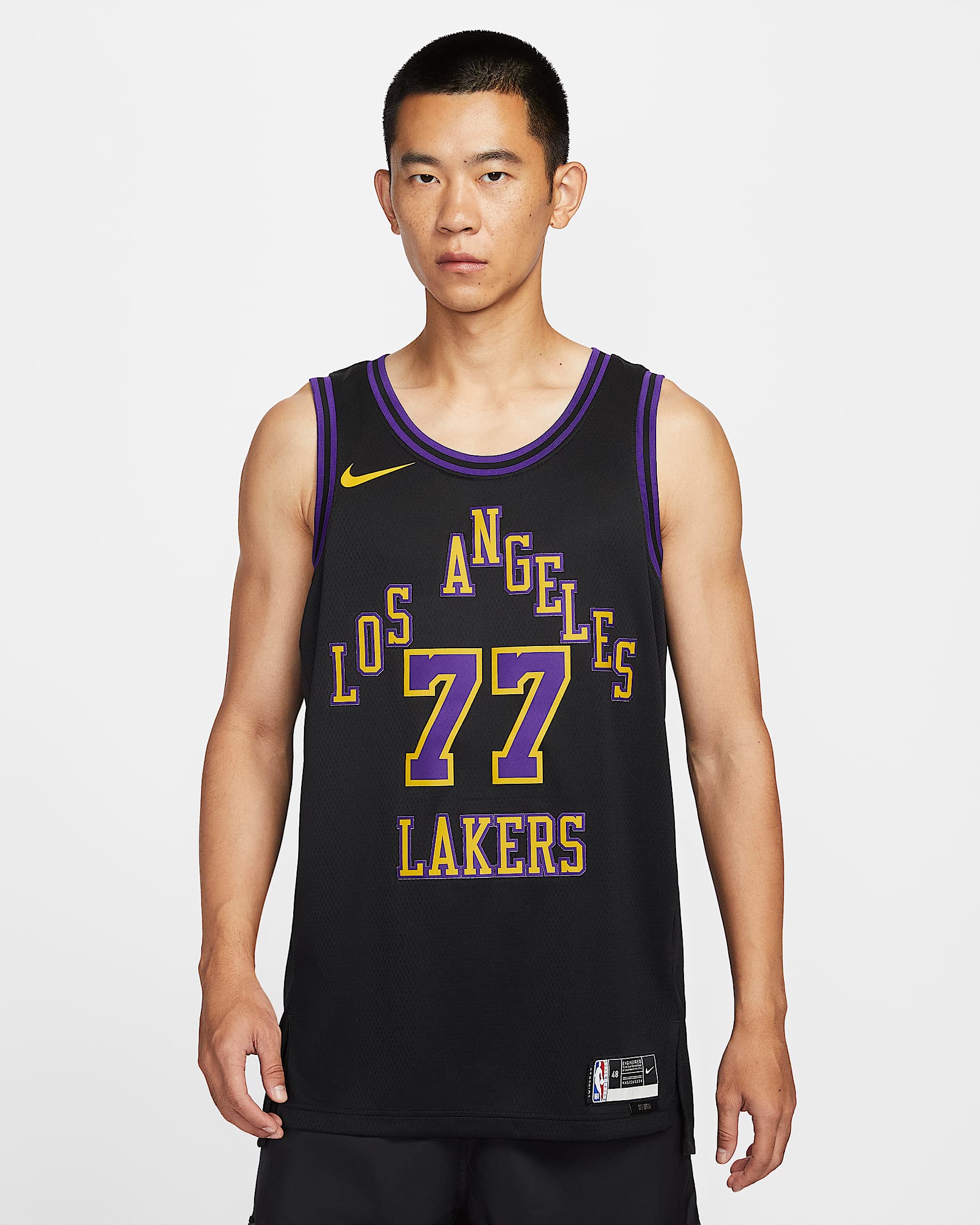 洛杉矶湖人队 City Edition Nike Dri-FIT NBA Swingman Jersey 男子速干球衣 - 黑