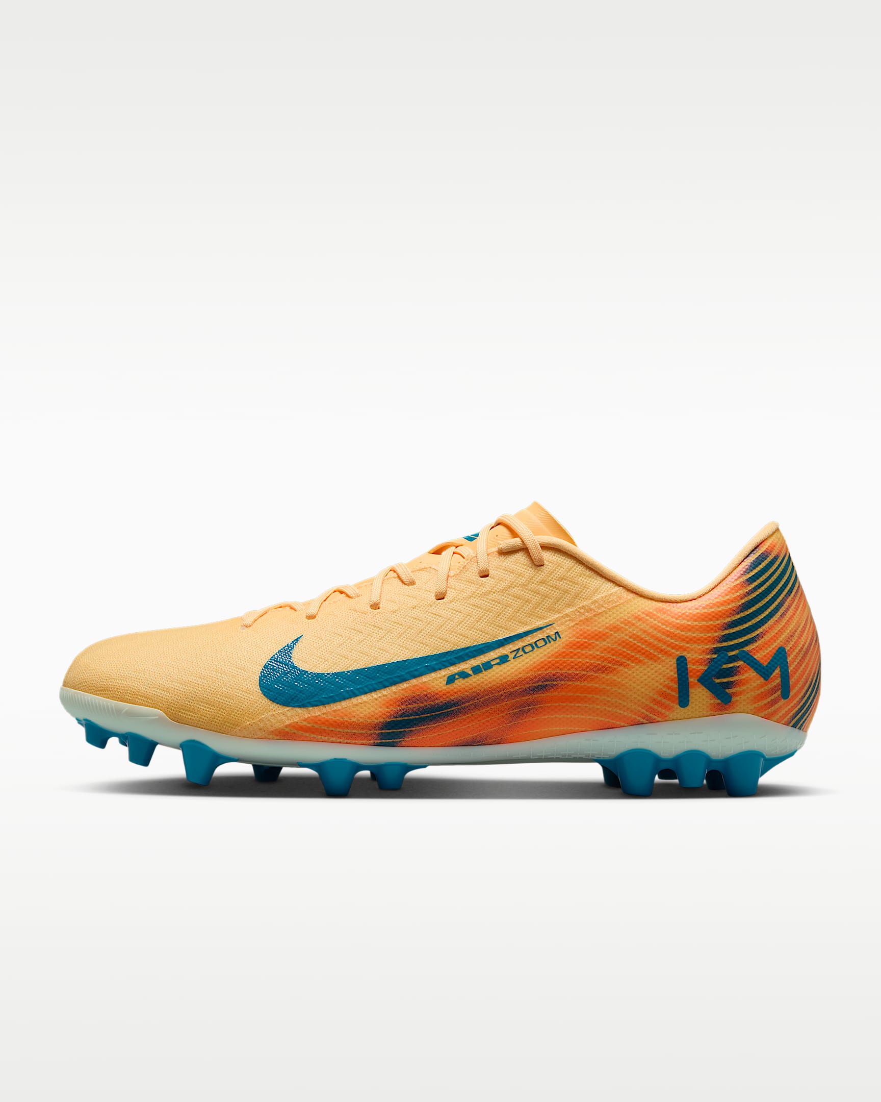 Nike Mercurial Vapor 16 Academy "Kylian Mbappé" 耐克刺客系列男/女人造草地足球鞋 - 浅甜瓜橙/伊格鲁蓝/孔雀蓝