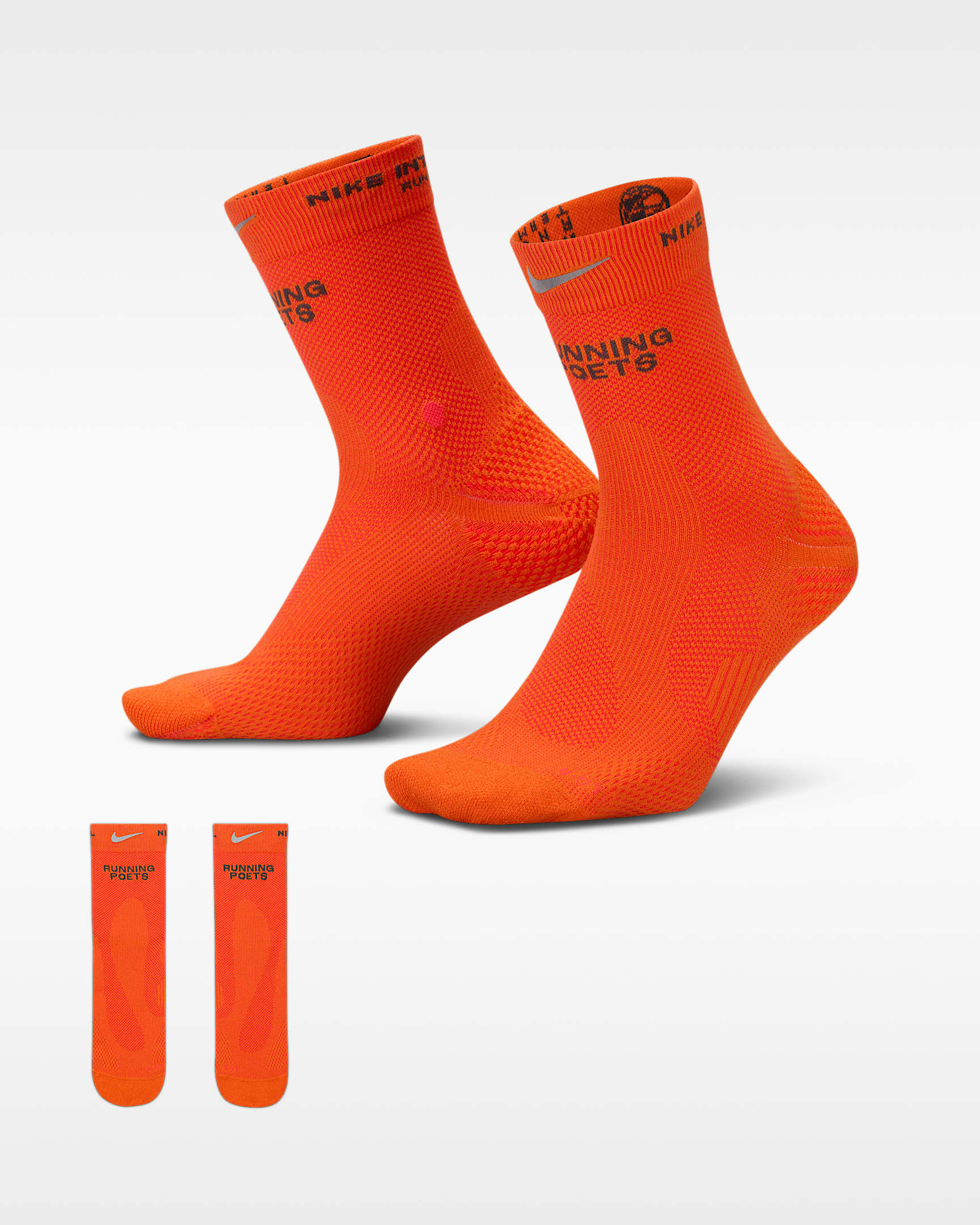 Nike Running Lightweight Micro Crew 速干运动短袜（1 双） - 安全橙/亮深红/中灰