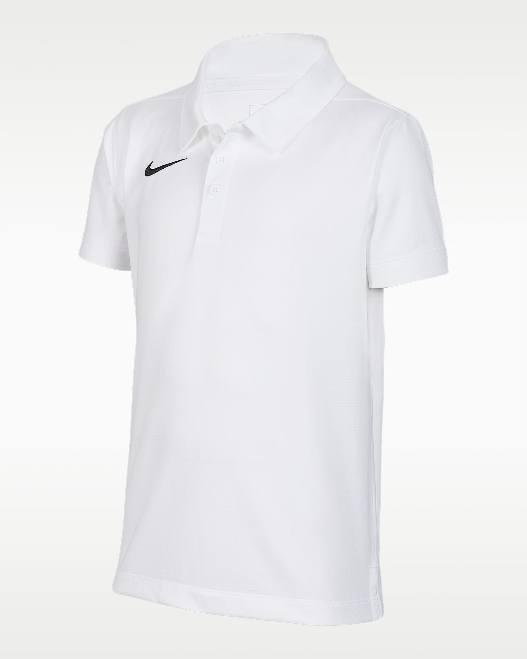 Nike Dri-FIT Stock 大童（男孩）速干翻领T恤 - 白色