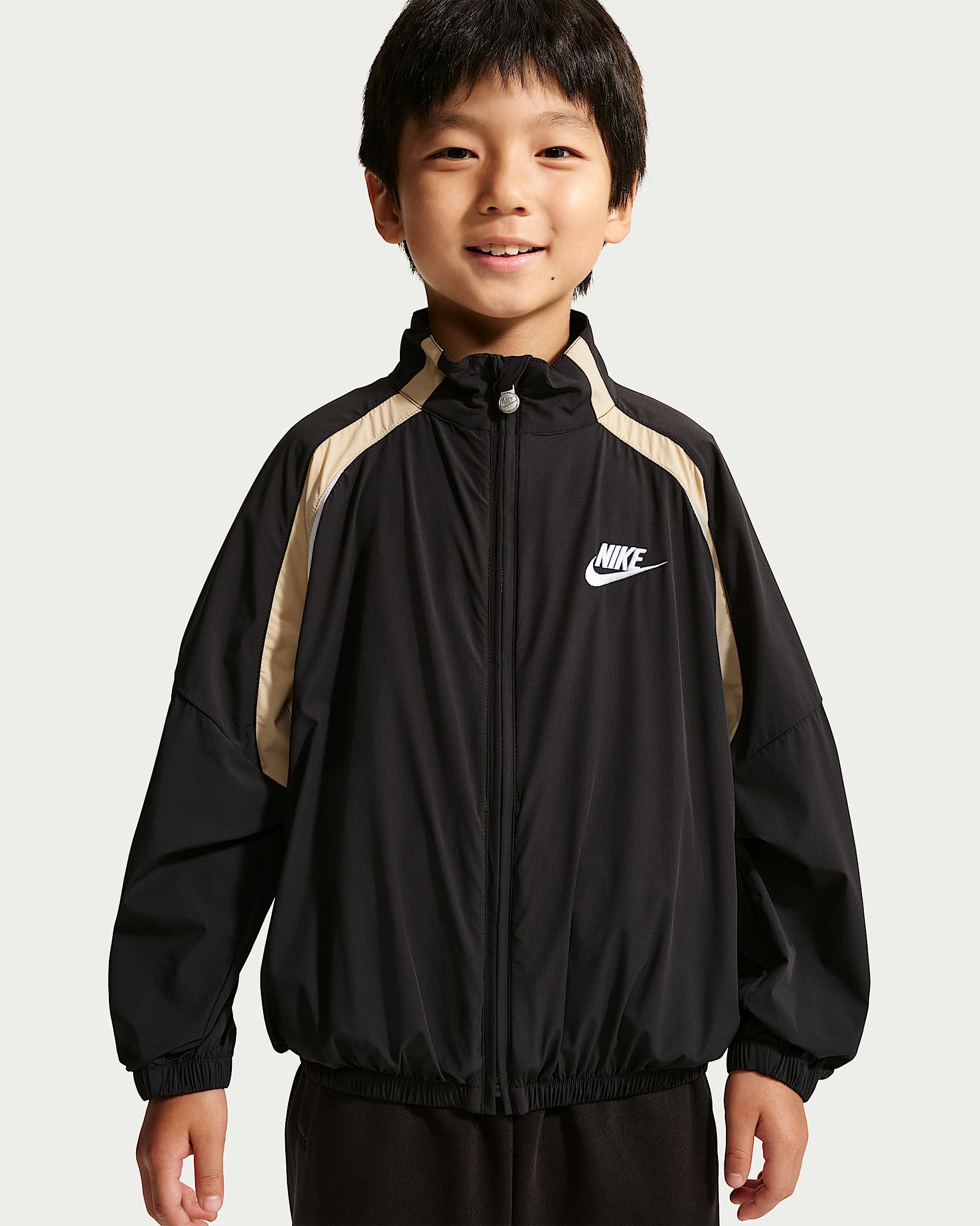 Nike 幼童撞色无风帽夹克 - 黑