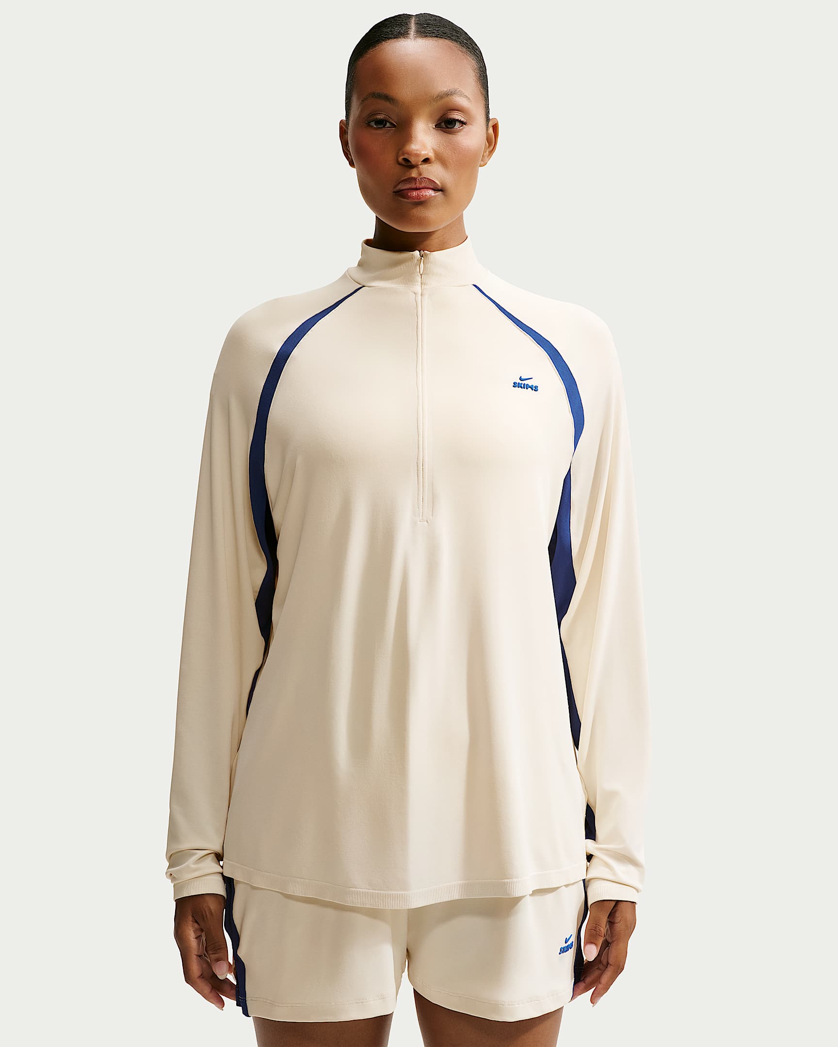 NikeSKIMS Stretch Knit 2.0 女子长袖上衣 - NSKM Actv Ivory/NSKM Cobalt