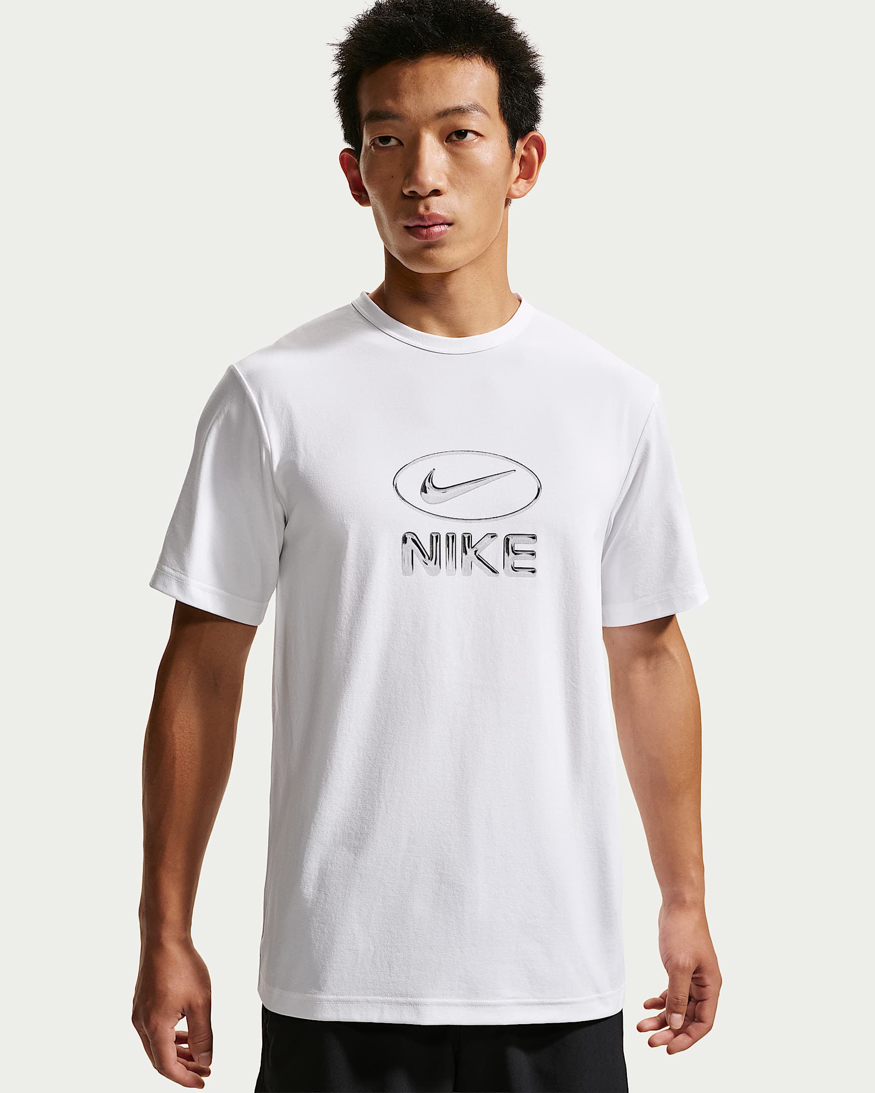 Nike Hyverse Dri-FIT 男子防晒速干短袖训练T恤 - 白色/黑