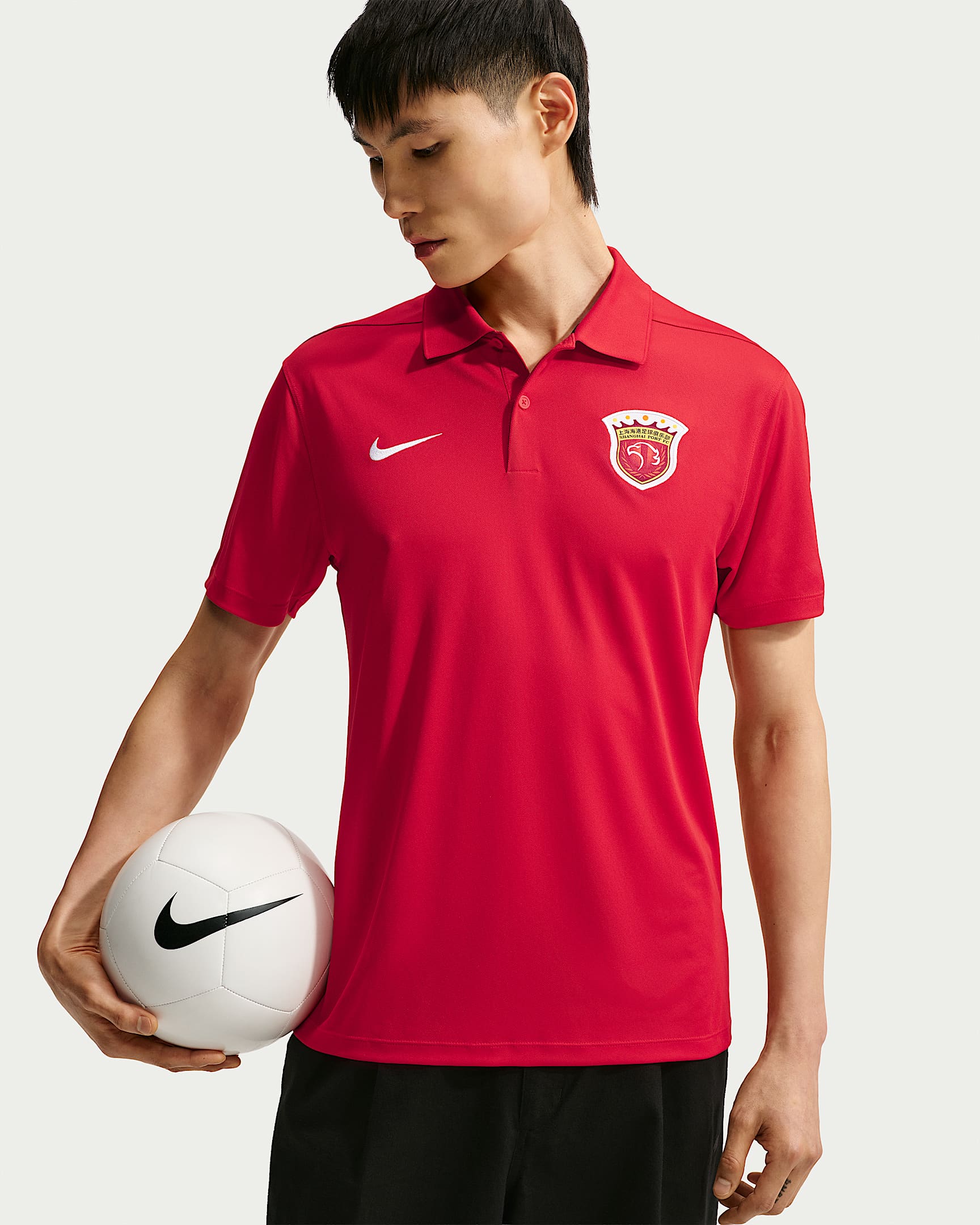 2026 赛季上海海港足球俱乐部 Nike Dri-FIT Victory 男子速干翻领短袖T恤 - 运动红/白色