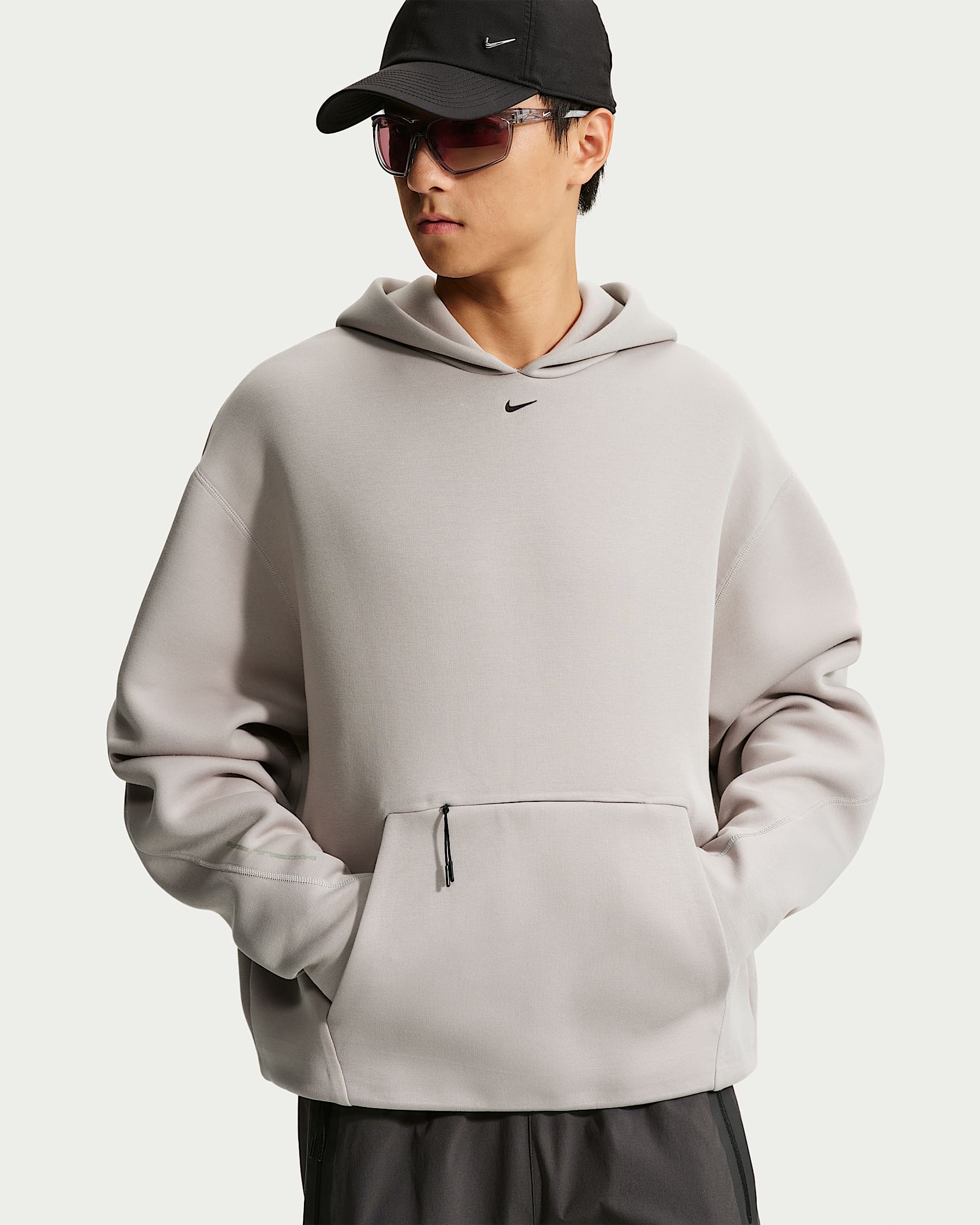 Nike Tech 男子针织套头连帽衫 - 大学灰/黑
