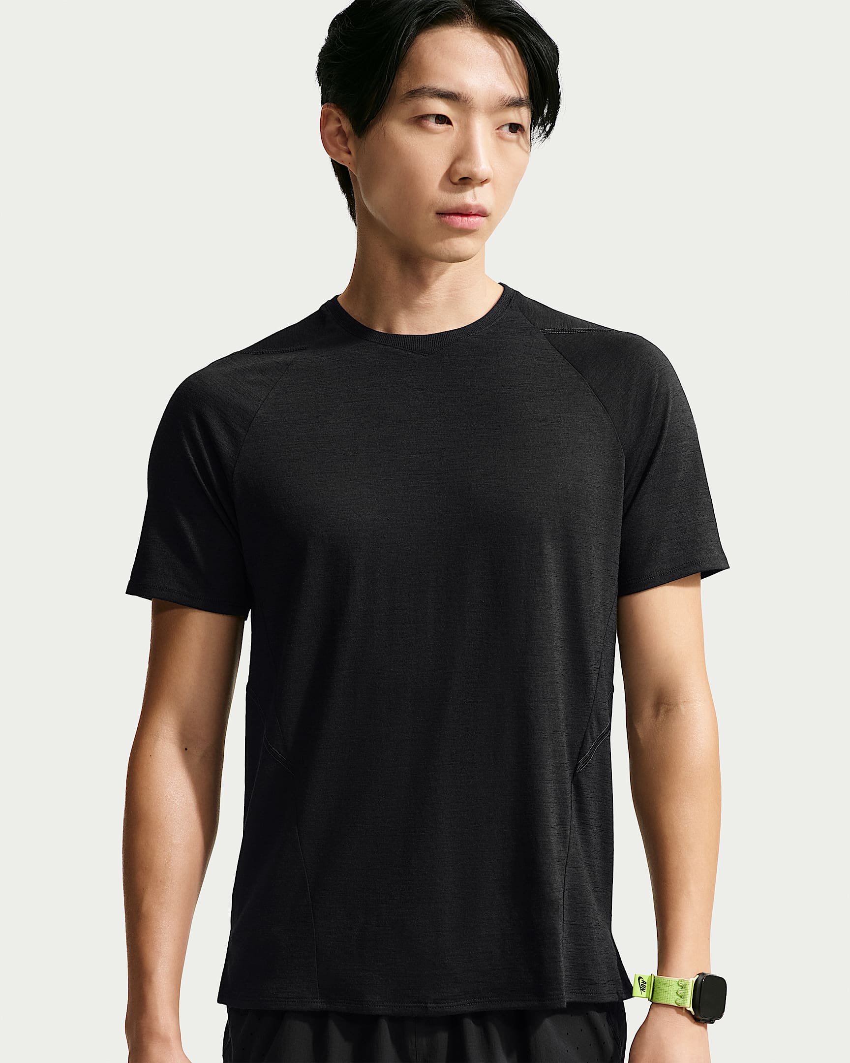 NikeLab | Running 男子羊毛混纺短袖上衣 - 黑/煤黑/黑