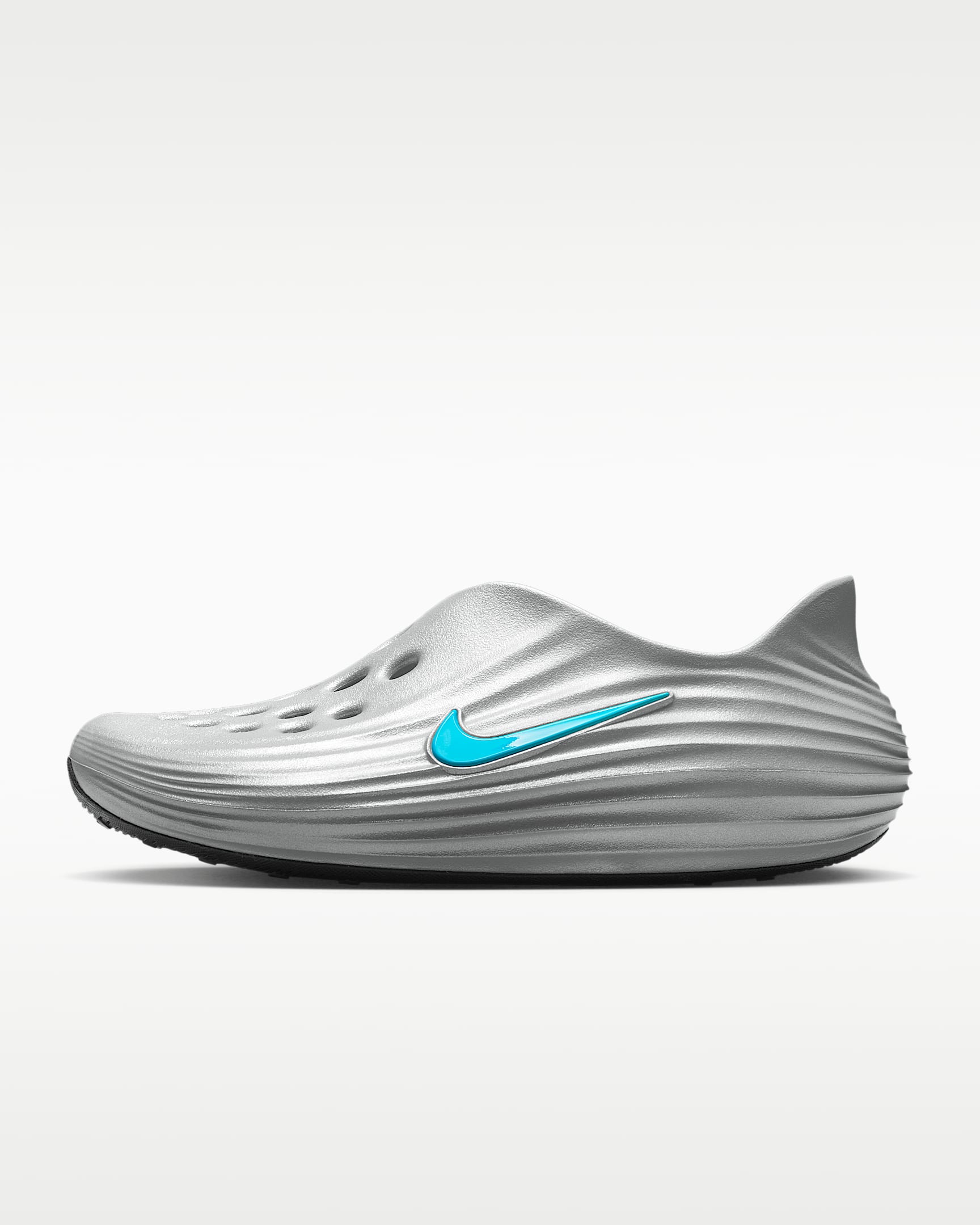 Nike ReactX Rejuven8 男子一脚蹬凉鞋 - 金属银/伽马蓝/黑