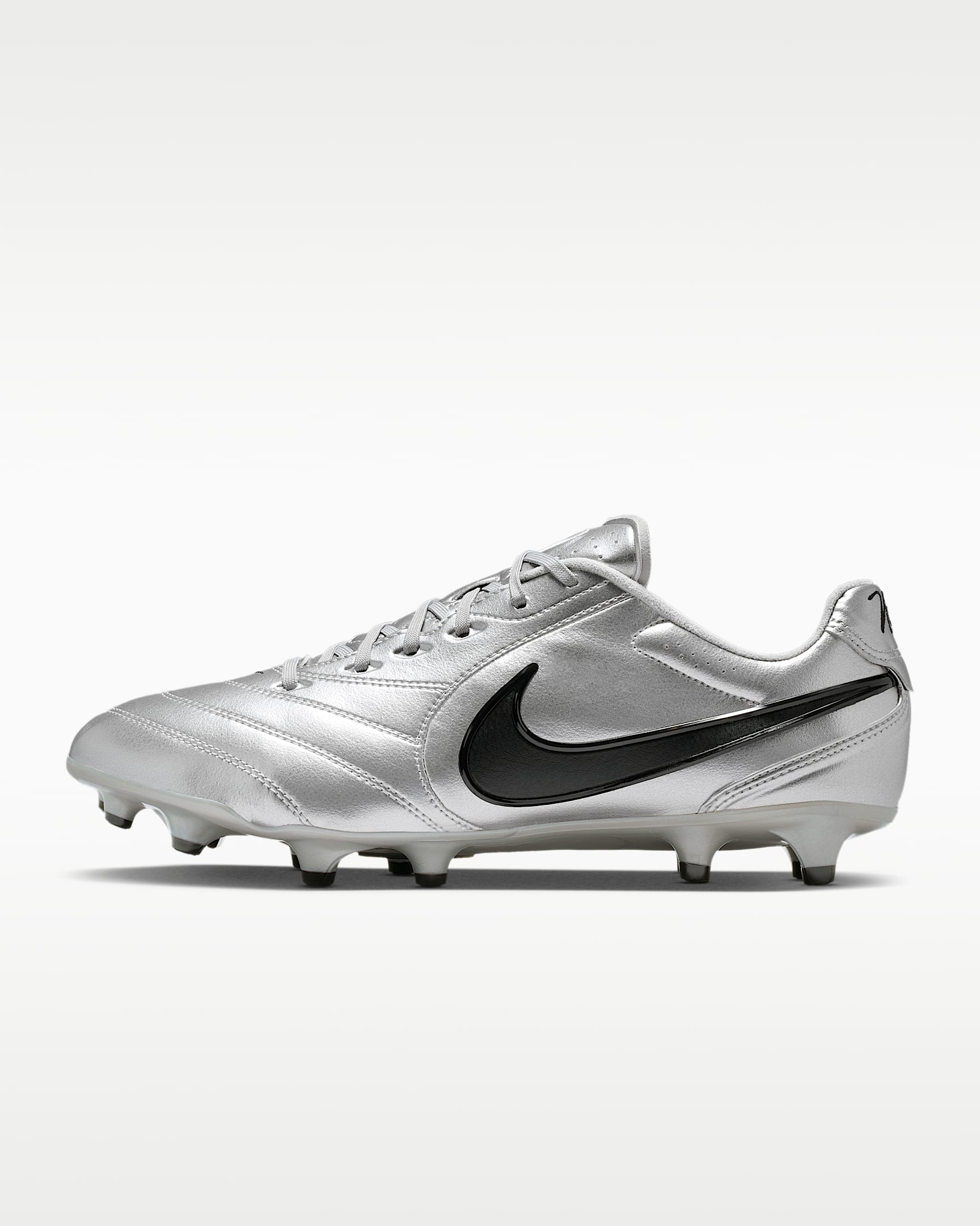 Nike Tiempo Ligera Pro 耐克天迫系列男/女 FG 天然硬质草地低帮足球鞋 - 金属银/黑