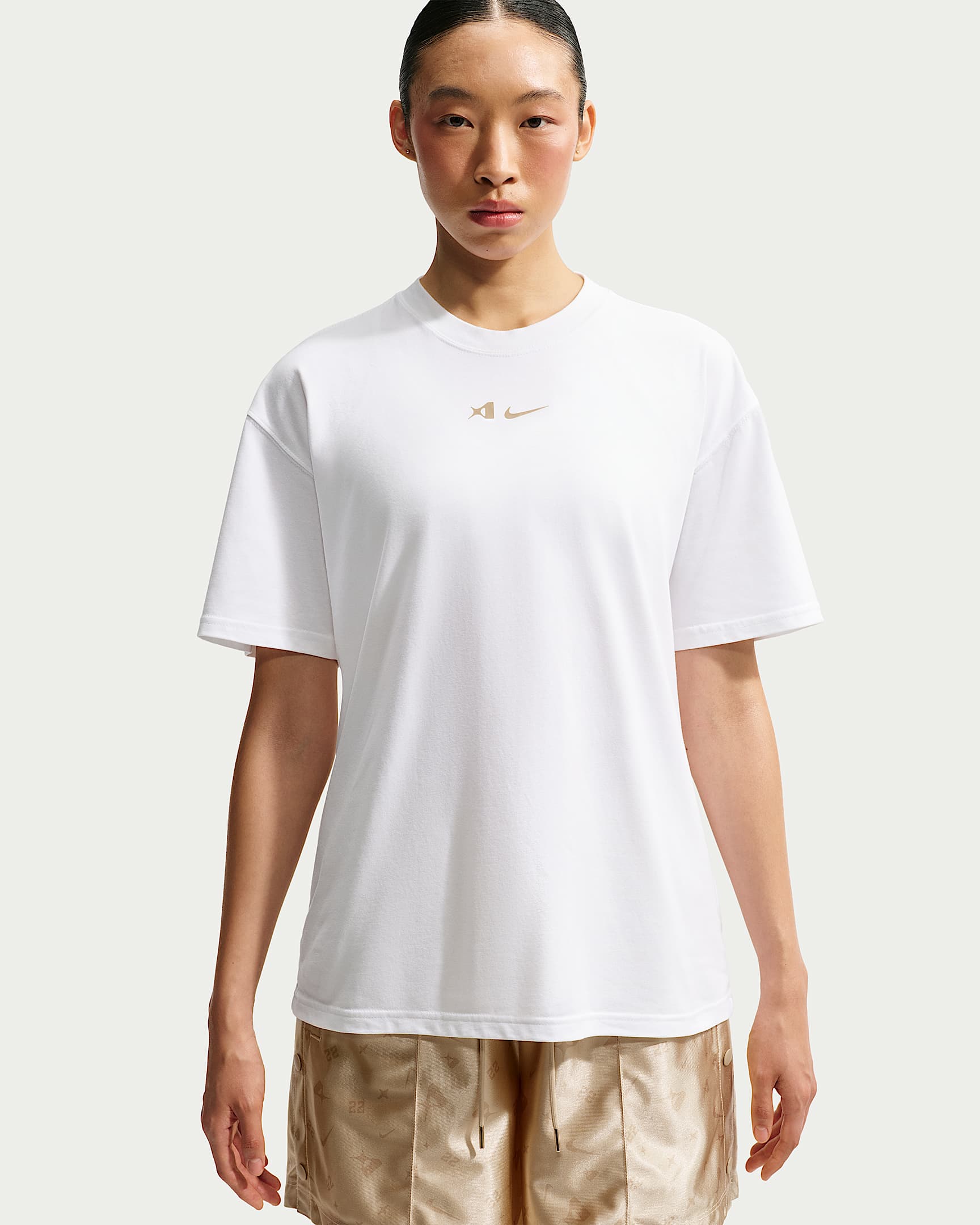 A'ja Wilson Nike Dri-FIT 阿贾·威尔逊男子速干短袖篮球T恤 - 白色/麦草绿