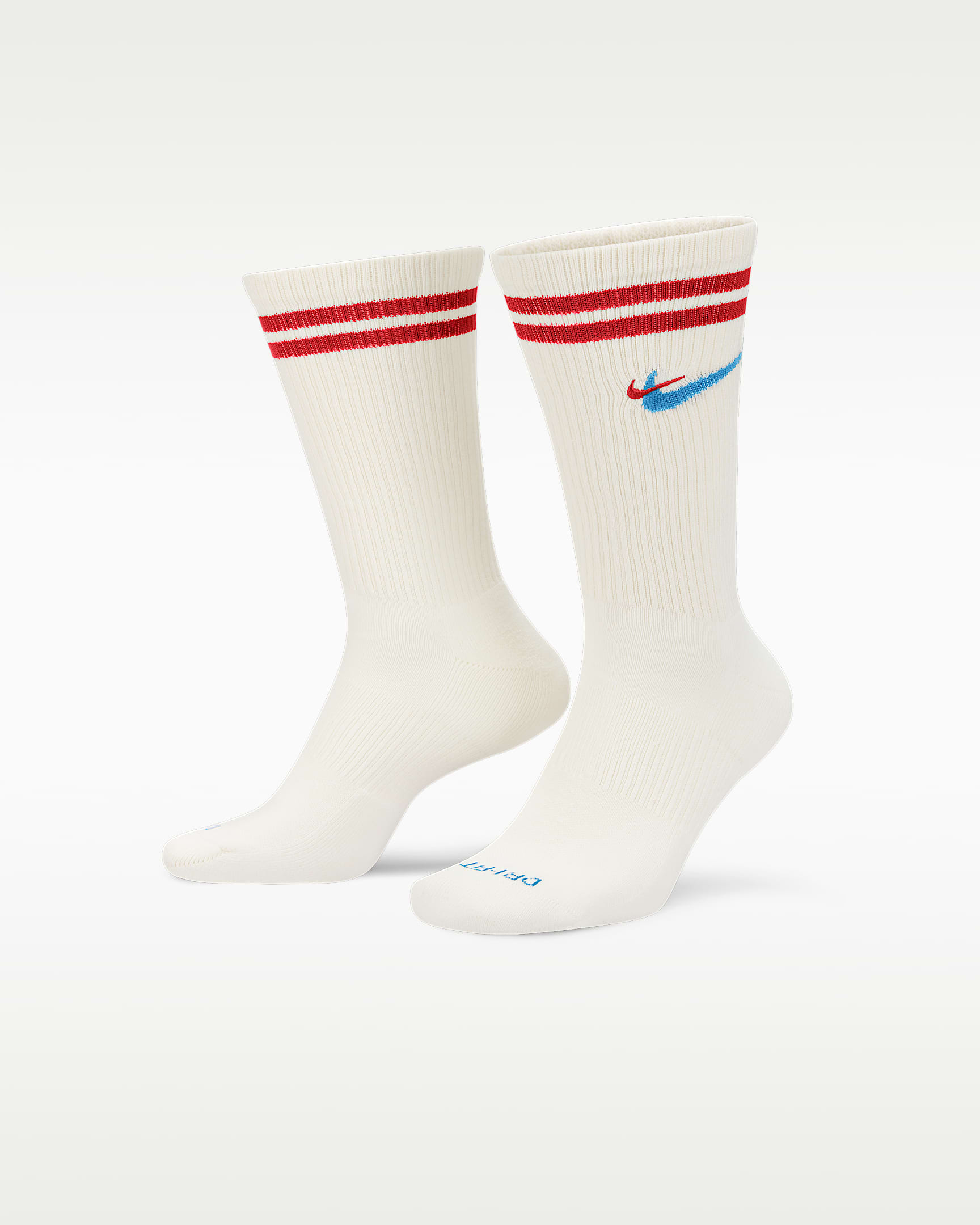 Nike Everyday Plus Force 舒适速干中筒运动袜 （1 双） - 帆白/大学红/大学蓝