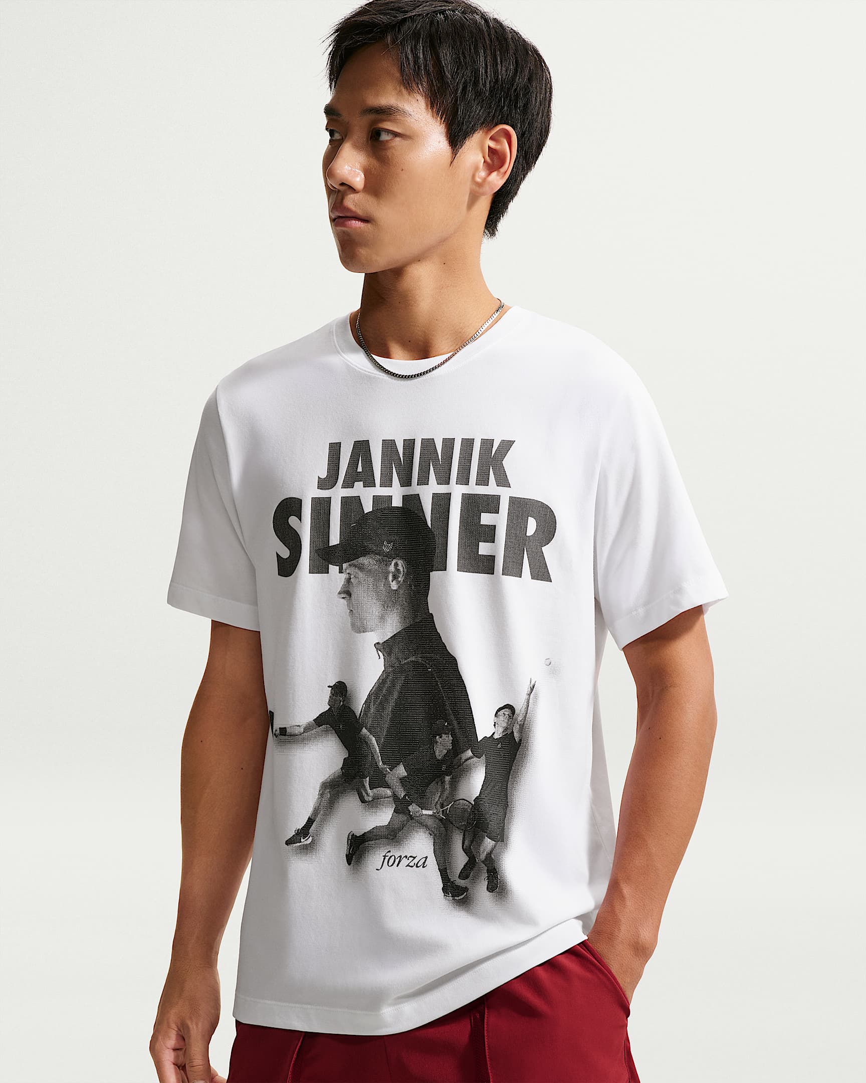 Jannik Sinner NikeCourt Dri-FIT 扬尼克·辛纳男子速干印花短袖网球T恤 - 白色