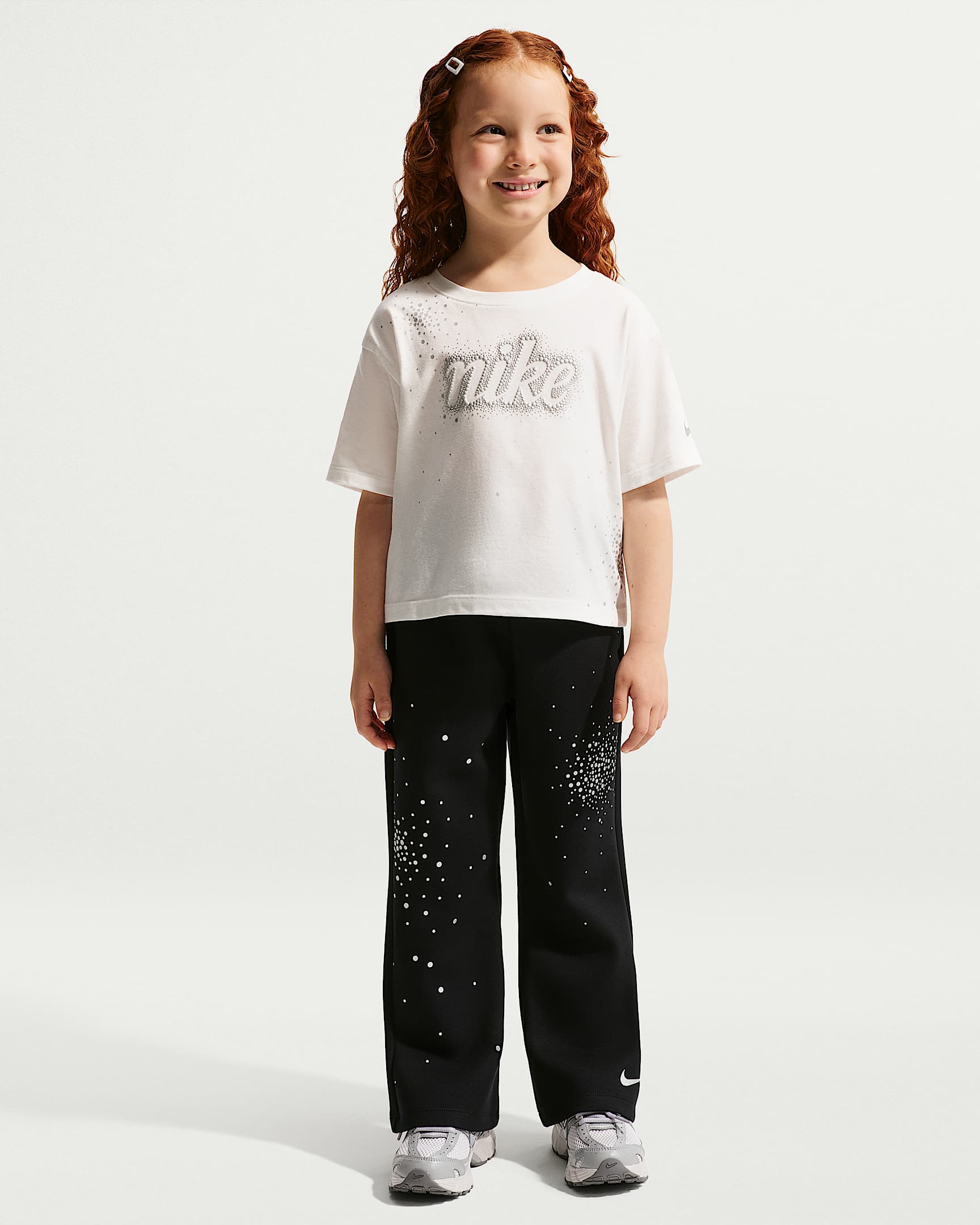 Nike Swoosh Sparkle 幼童长裤 - 黑